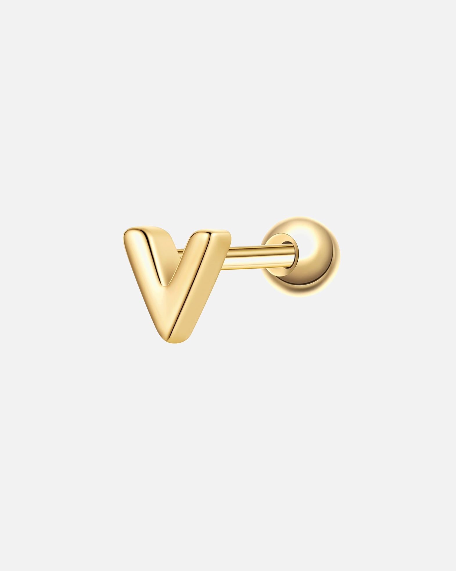 Boucles d'oreilles pour Femme Glanzstücke München Piercing Lettre V en argent sterling en or jaune 3,8 mm