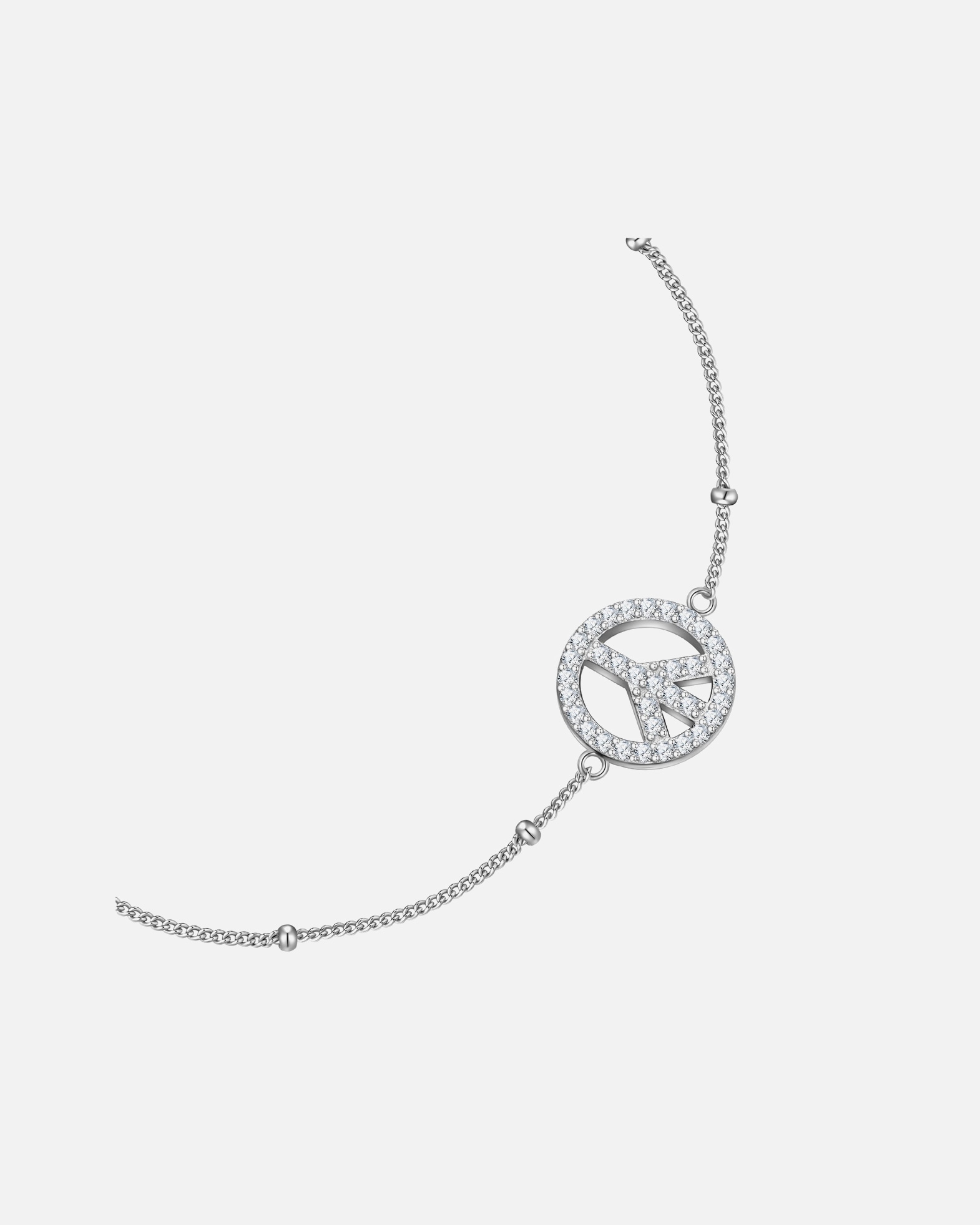 Bracelet pour Femme Glanzstücke München Bracelet Signe de la paix en Argent sterling en Argent Longueur de base 17,0 + rallonge 3,0 cm