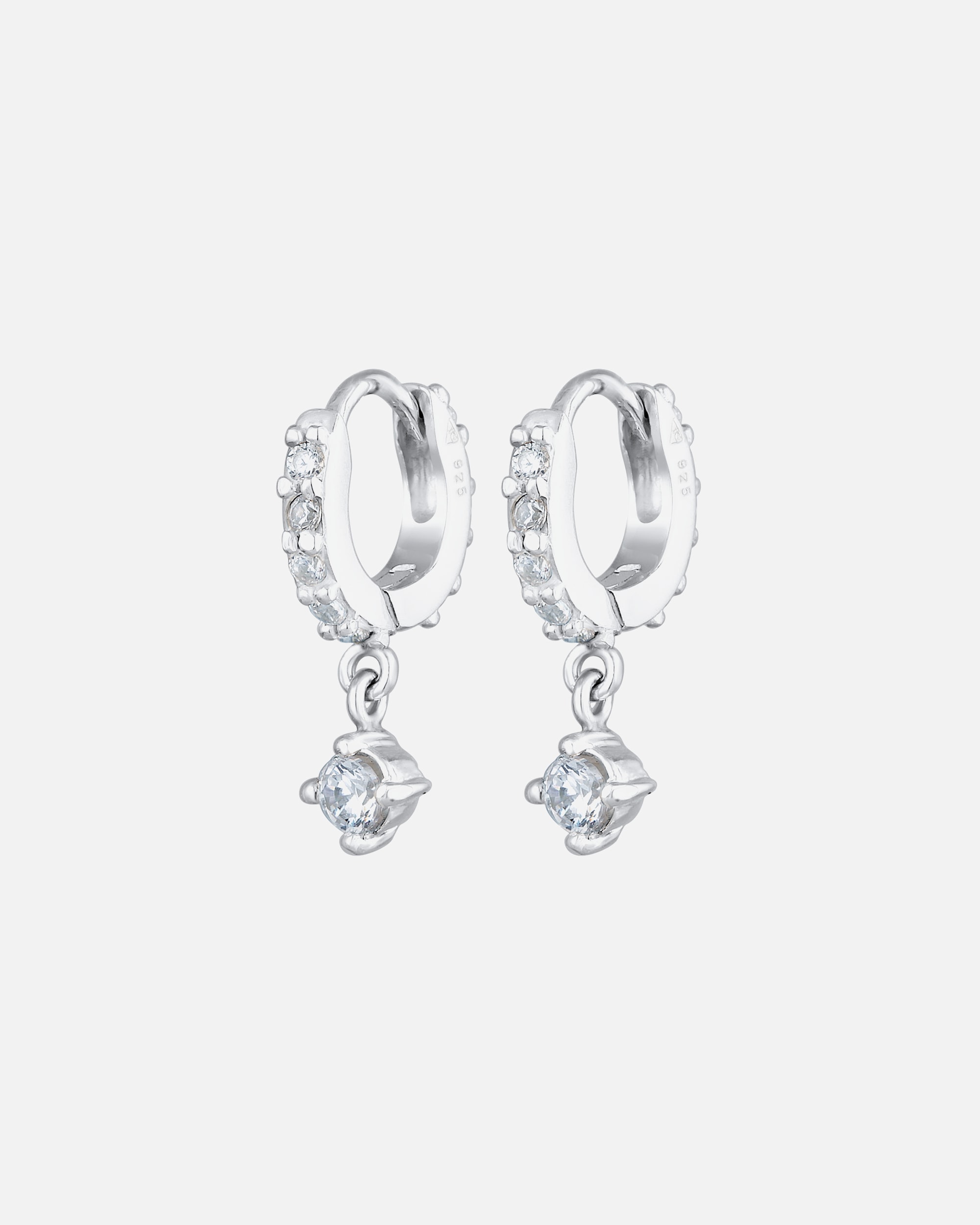 Boucles d'oreilles pour Femme Elli Femmes créoles pendentif minimaliste solitaire avec cristaux en argent sterling 925 silberfarben
