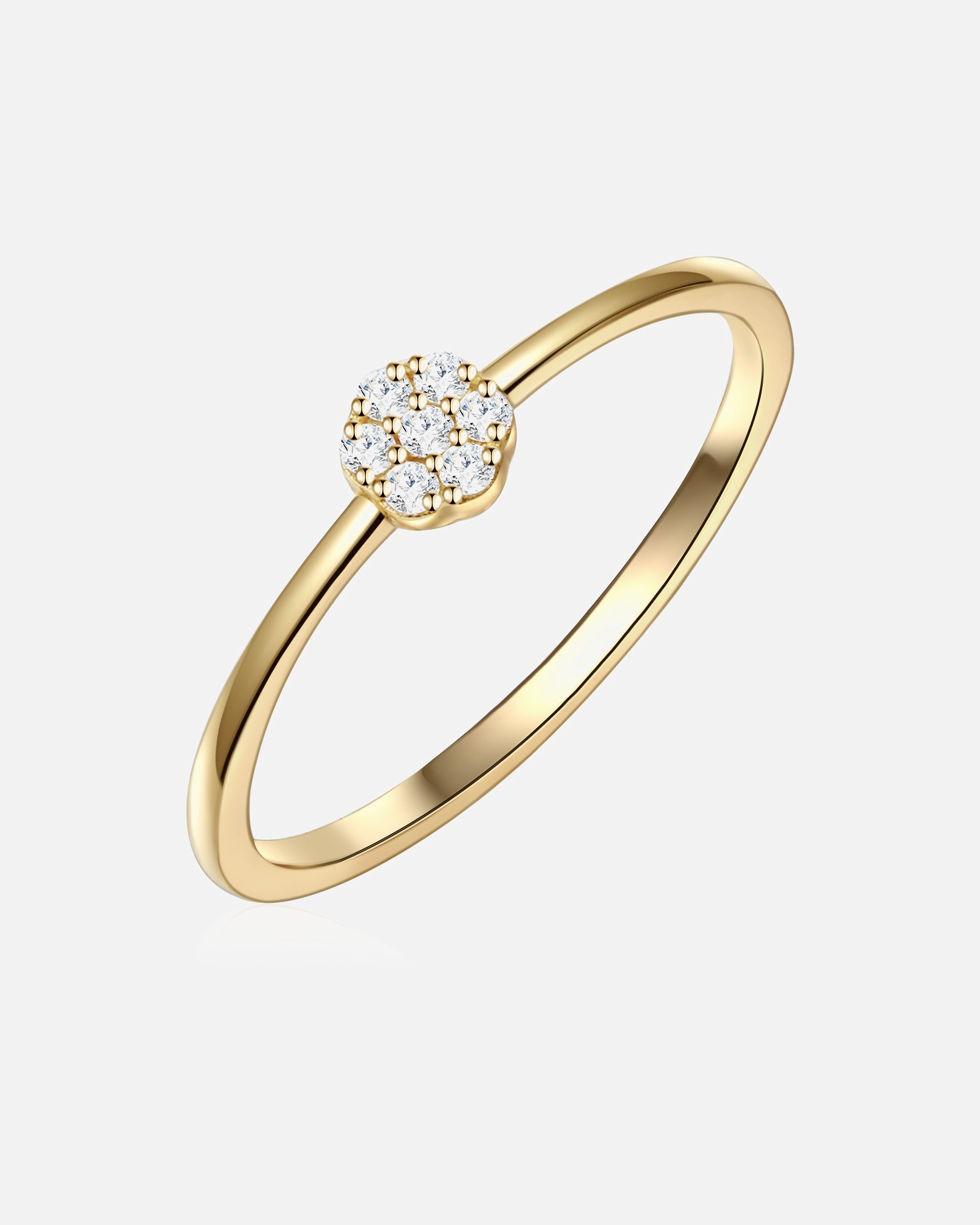 Bague pour Femme Glanzstücke München Bague en argent Argent sterling Oxyde de zirconium (CZ) en Or jaune 54