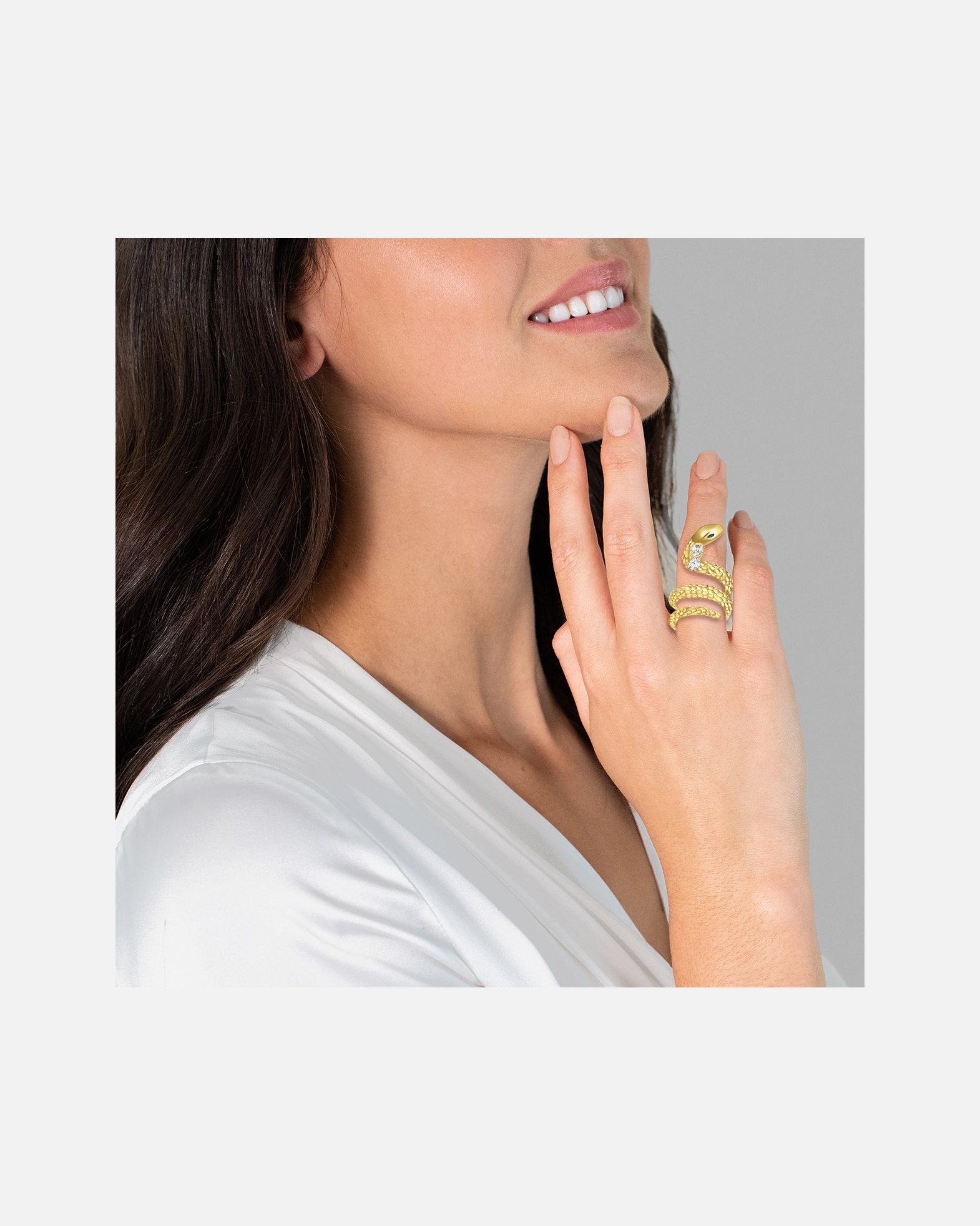 Bague pour Femme Lulu & Jane Bague Serpent Alliage de fer Orné de cristaux Swarovski® en Or jaune 54