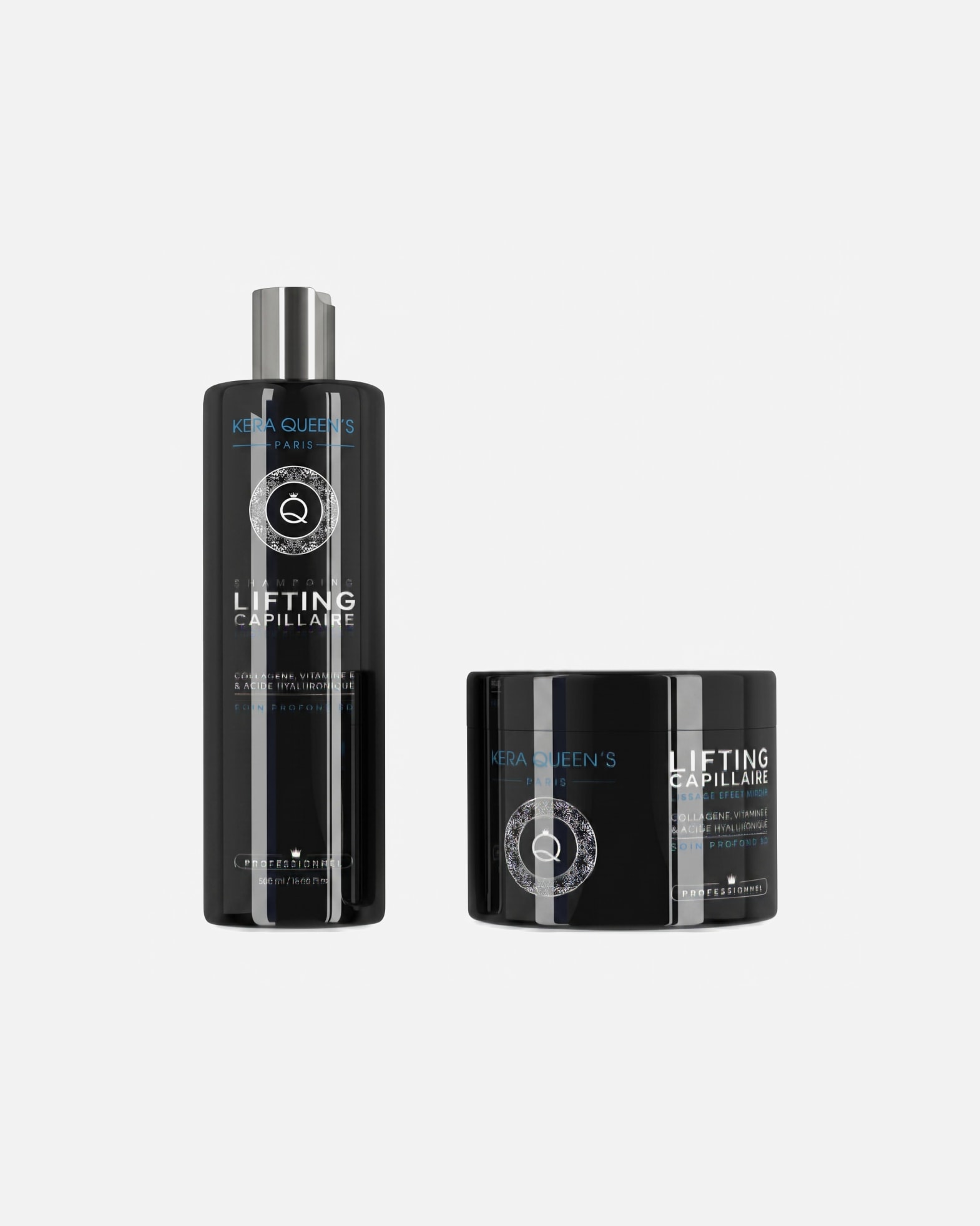 Coffret soin cheveux pour Unisexe Kera Queen's Default Brand Line Duo Lifting Collagène Vitamine E & Hyaluronique Shampoing 500ml + Masque 500ml