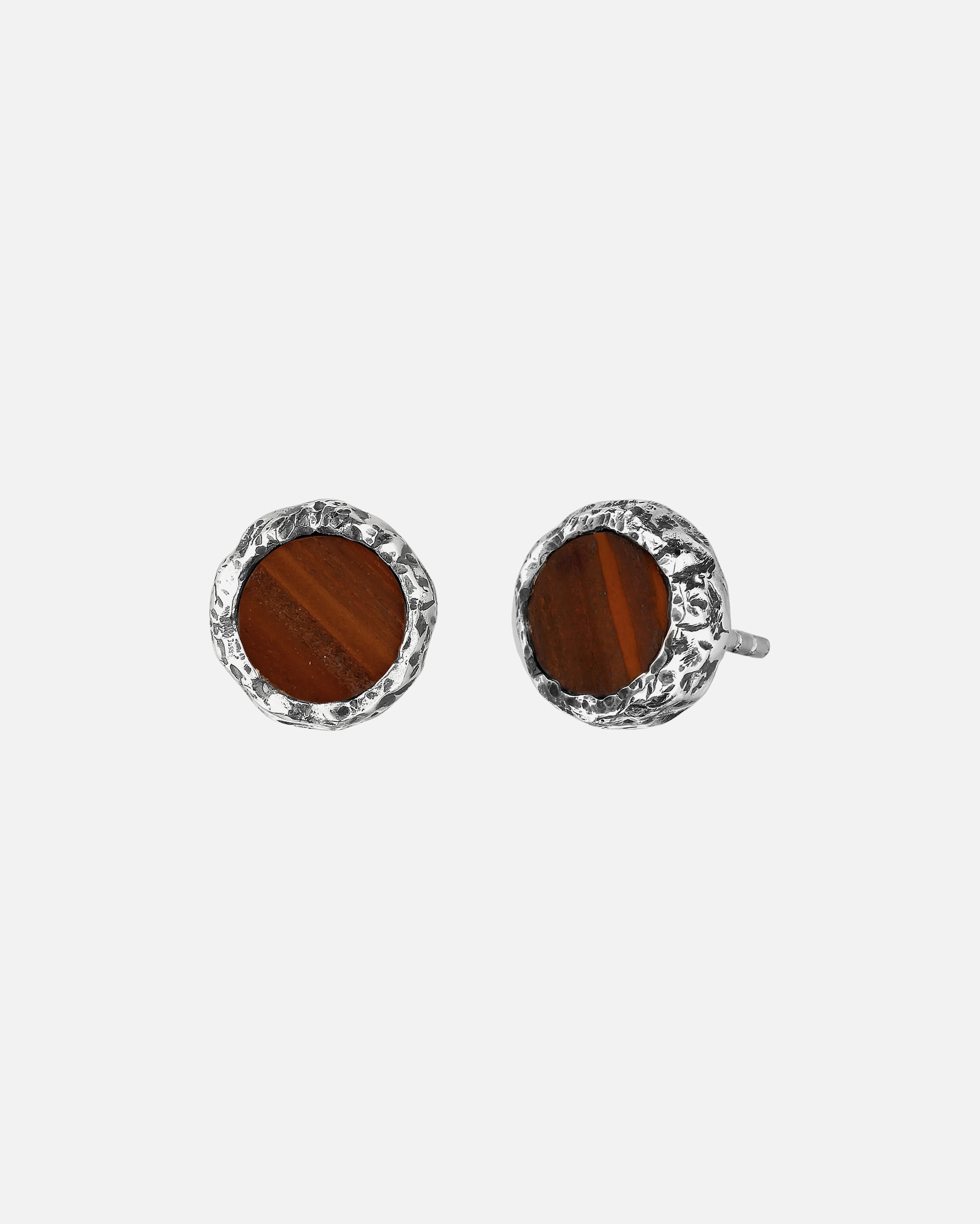 Boucles d'oreilles pour Homme Haze & Glory Default Brand Line Clou d'oreille Jasper brun 925 Sterling Silver silberfarben