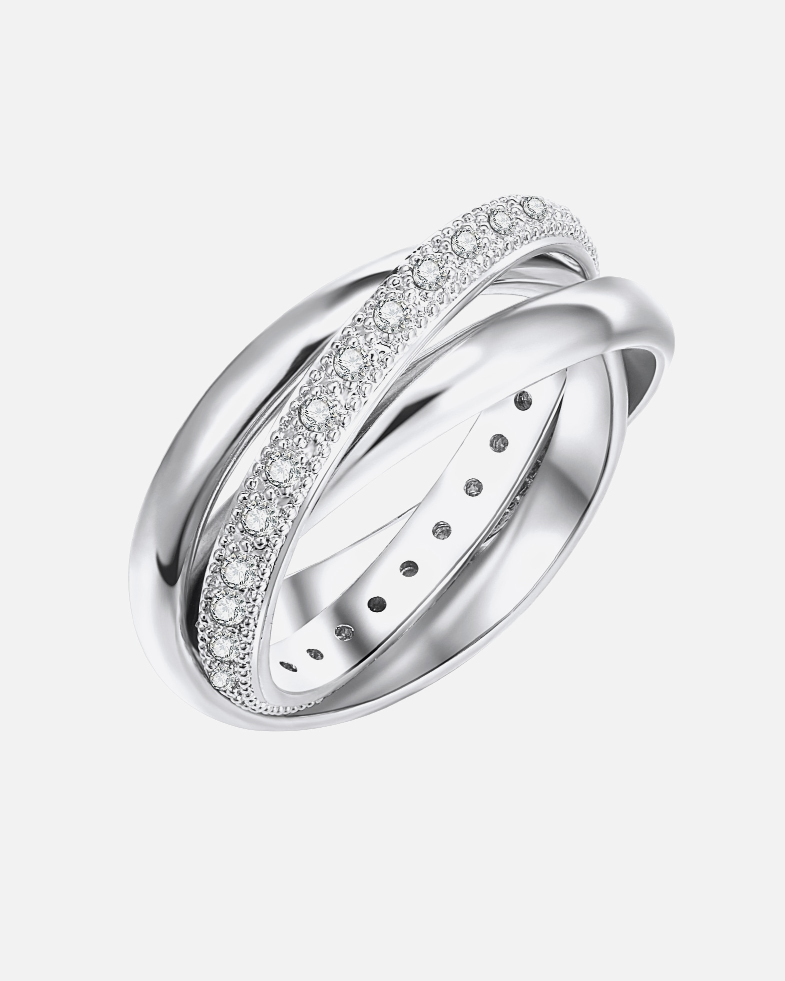 Bague pour Femme Lulu & Jane Bague tendance Laiton Oxyde de zirconium (CZ) en Argent 56