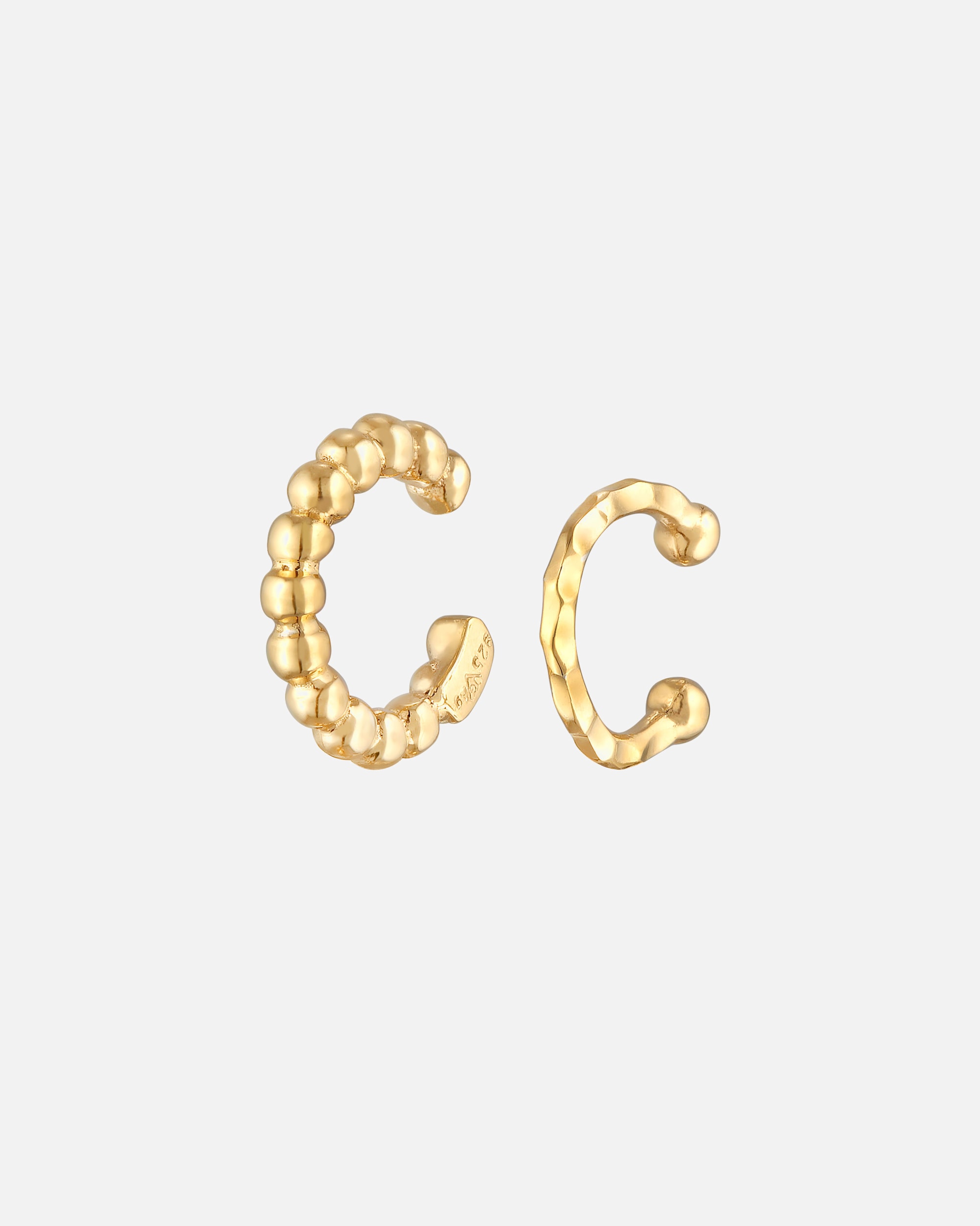 Boucles d'oreilles pour Femme Earcuff 2er Set Dots Hammerschlag 925 Silber goldfarben