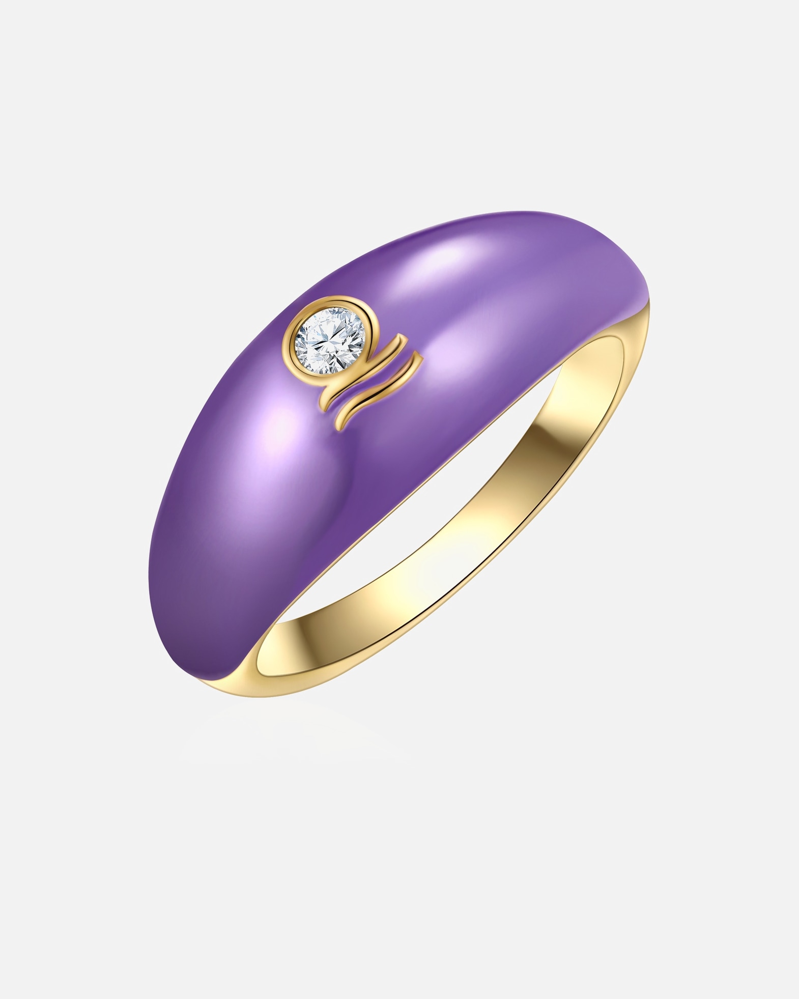 Bague pour Femme Glanzstücke München Bague Zodiaque Balance en Argent sterling en Or jaune 50