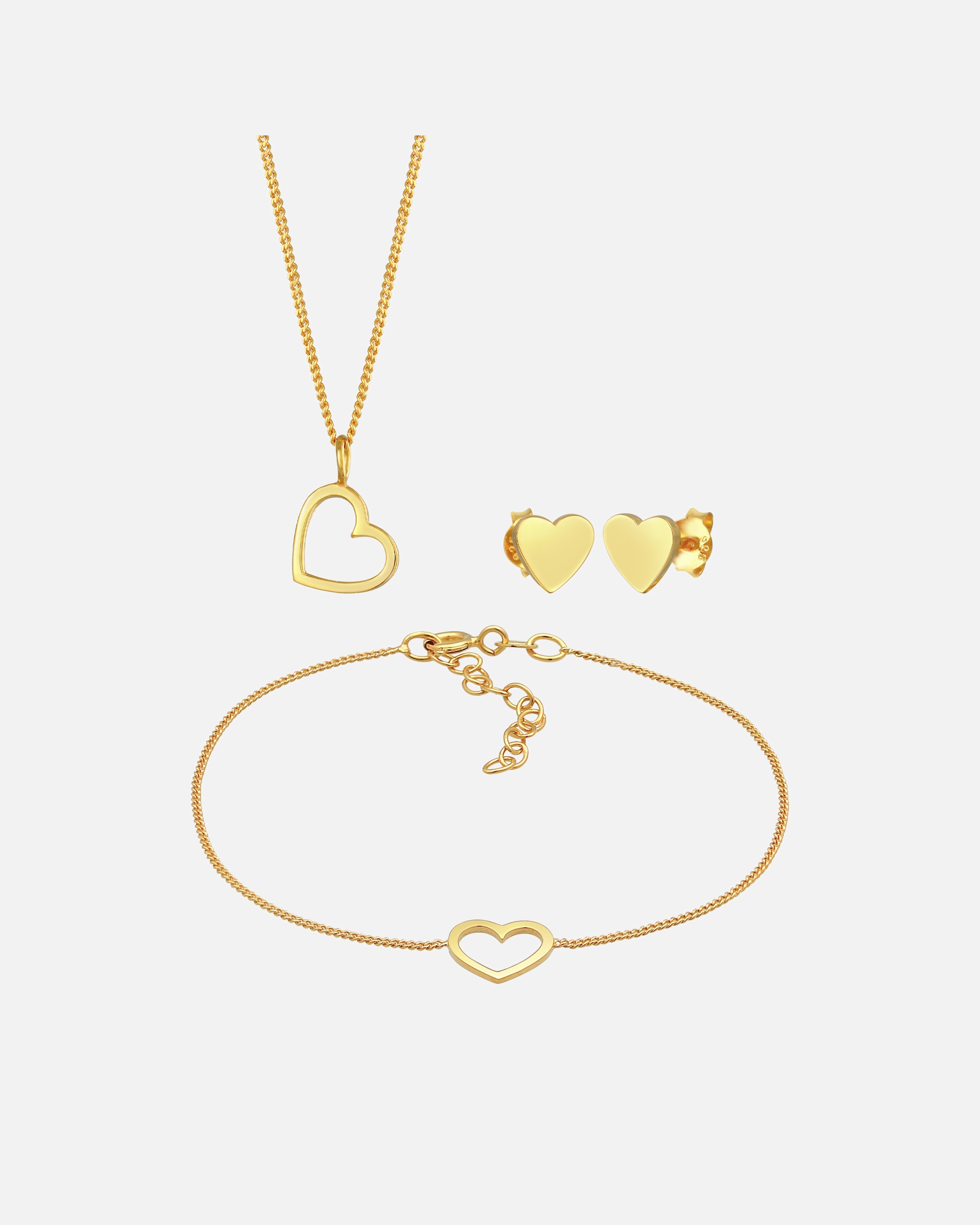 Bijoux pour Femme Elli Boucles d'oreilles cloutées pour femmes Pendentif coeur Amour découpé ajustable en argent sterling 925 plaqué or golfarben