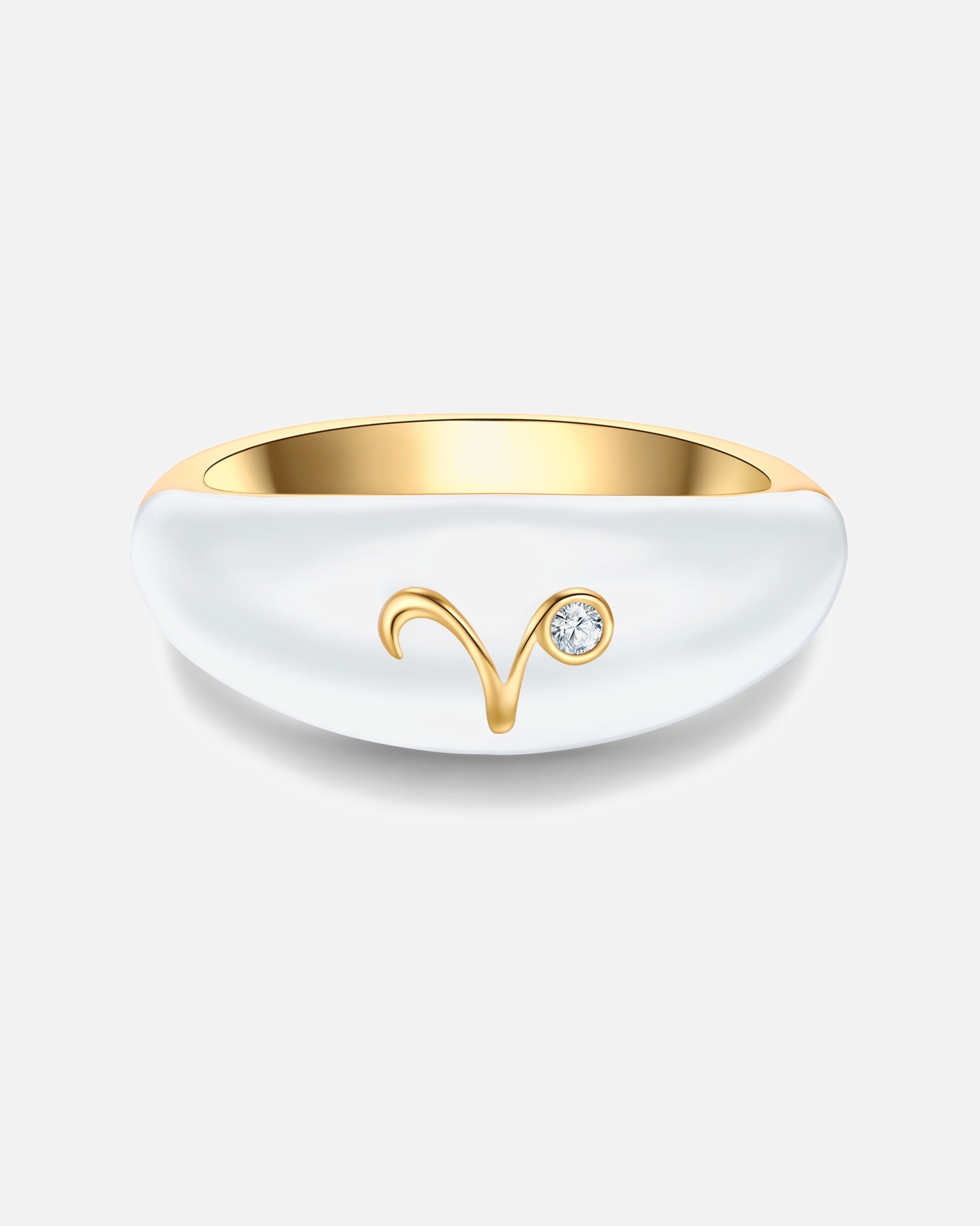 Bague pour Femme Glanzstücke München Bague Zodiaque Bélier en Argent sterling en Or jaune 56