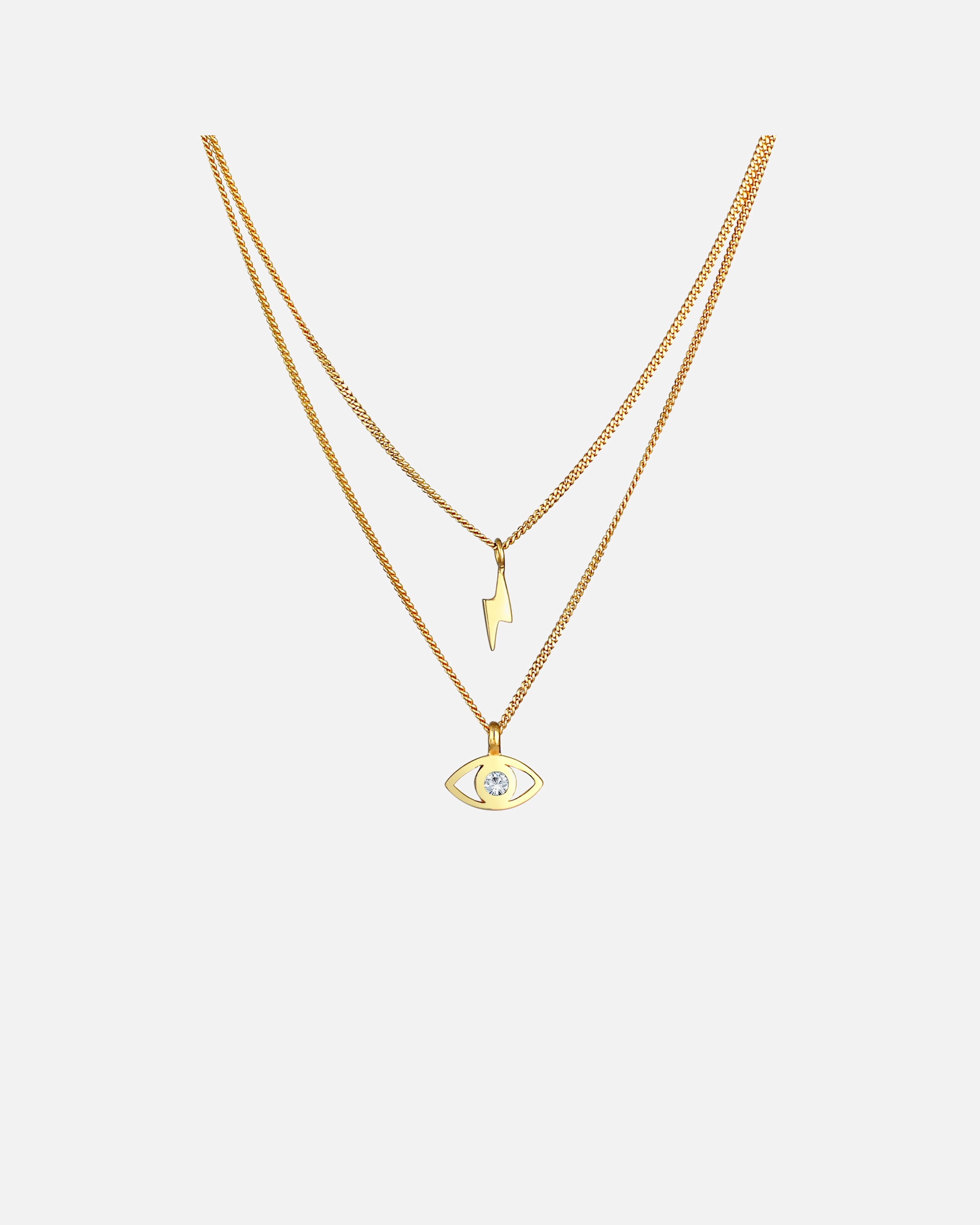 Collier pour Femme Elli Couches Evil Eye foudre Cristal 925 Argent goldfarben