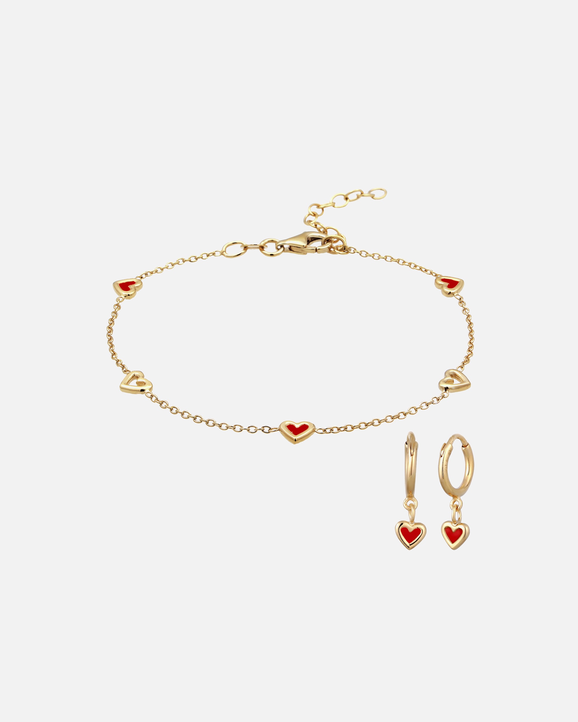 Bijoux pour Femme Elli Set sans pierre Coeur 925 Sterling Silver Gold-plated 16 cm
