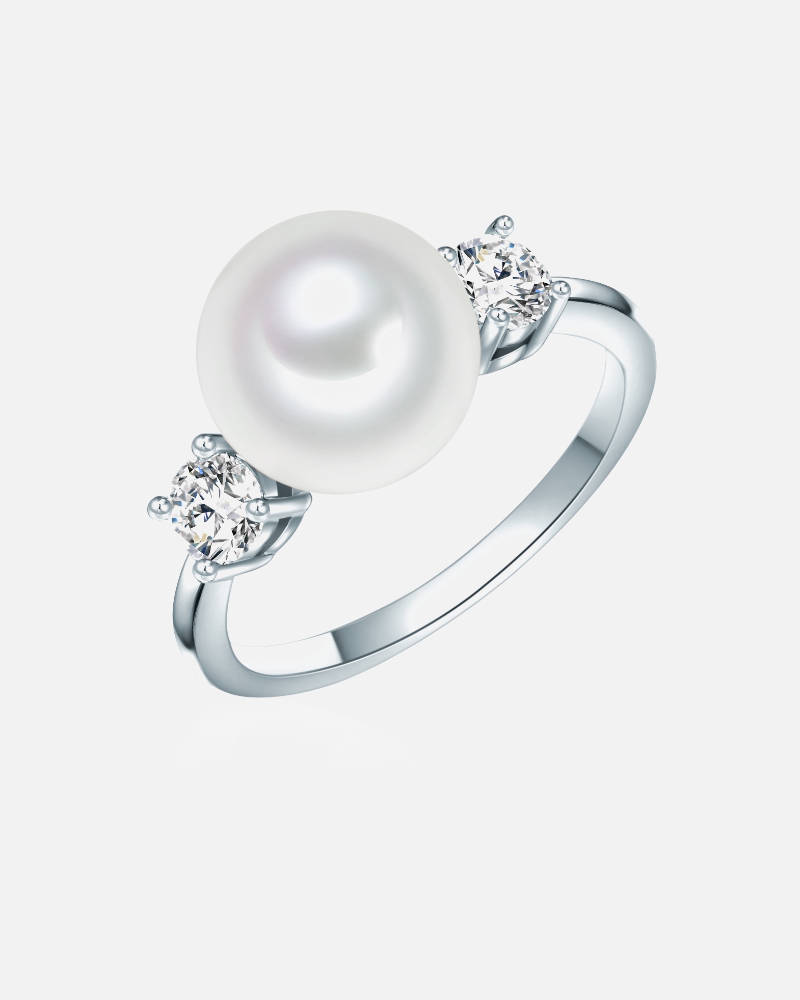 Bague pour Femme Rafaela Donata Bague avec perle Argent sterling Oxyde de zirconium (CZ) Perles organiques en Blanc 60