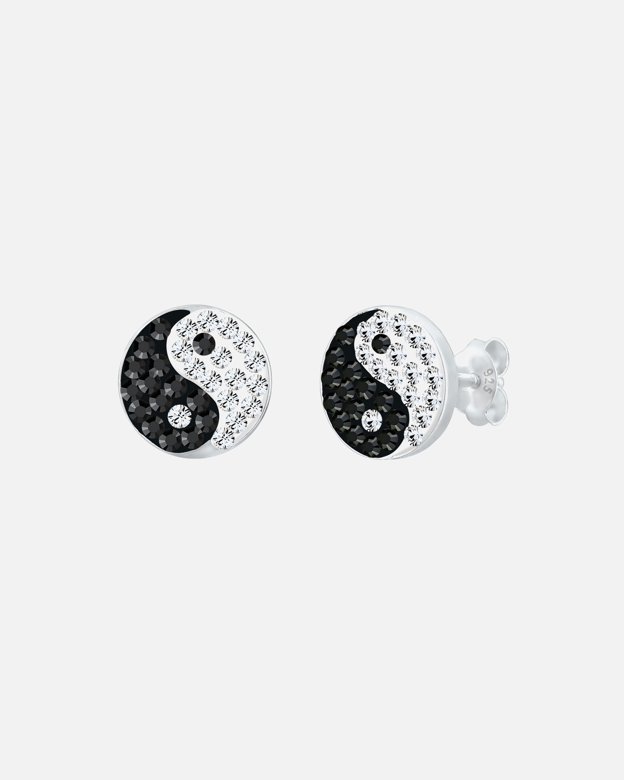 Boucles d'oreilles pour Femme Elli Femmes clous d'oreilles symbole Yin et Yang tendance avec cristaux en argent sterling 925 Colorée