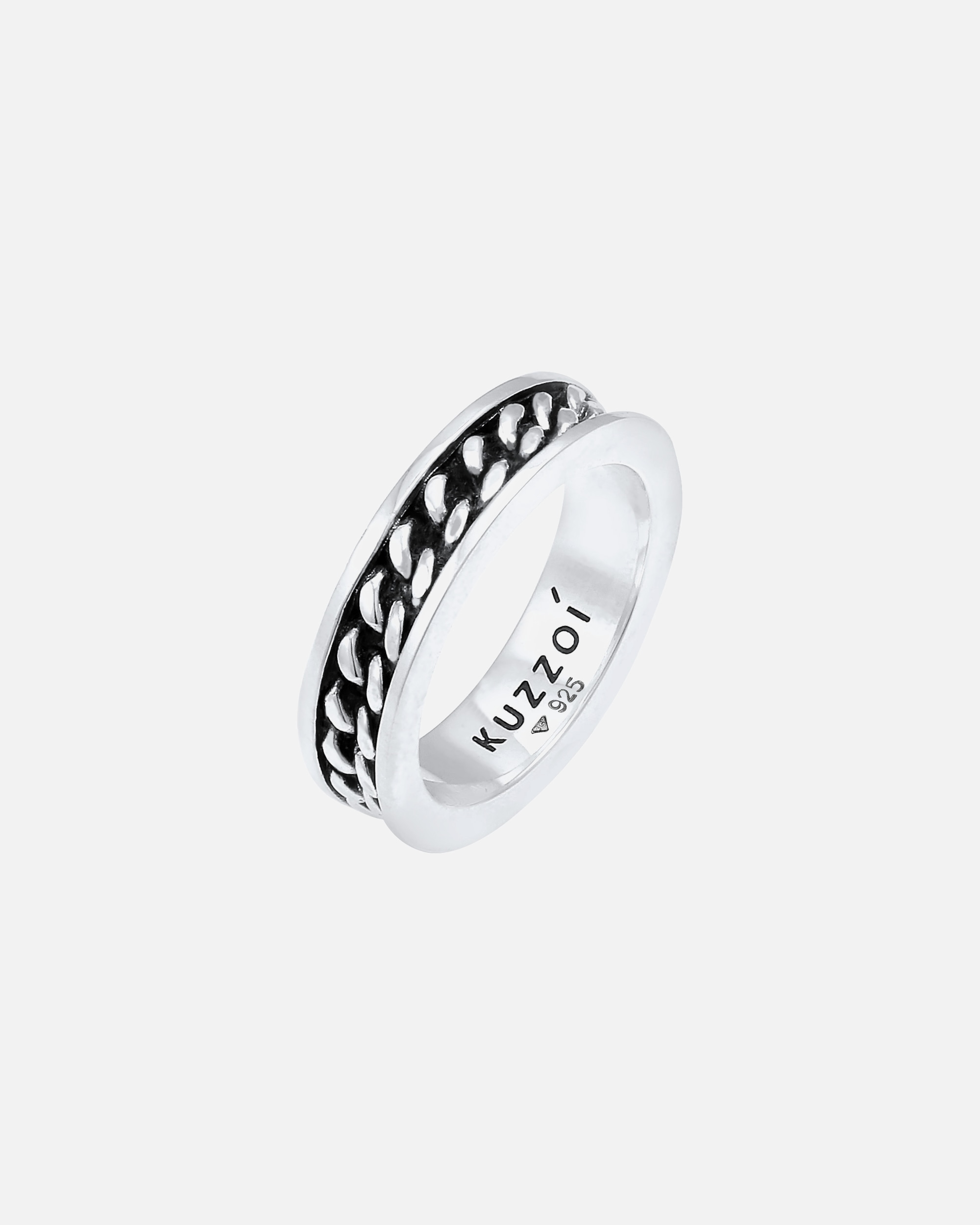 Bague pour Homme KUZZOI Anneau de bande pour Hommes Design char tendance 925 Argent 60