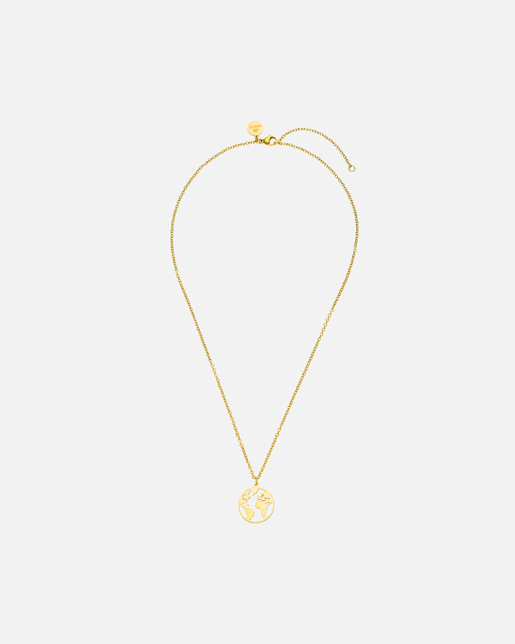 Collier pour Femme Purelei World Map Collier 100% acier inoxydable Or