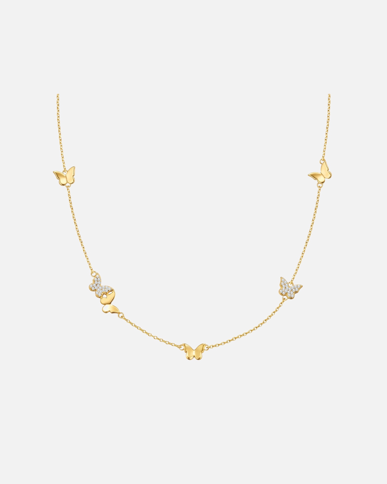Collier pour Femme Glanzstücke München Collier Papillon en Argent Sterling en or jaune avec Zirconium 40,0 cm Basiskette + 5,0 cm Verlängerung