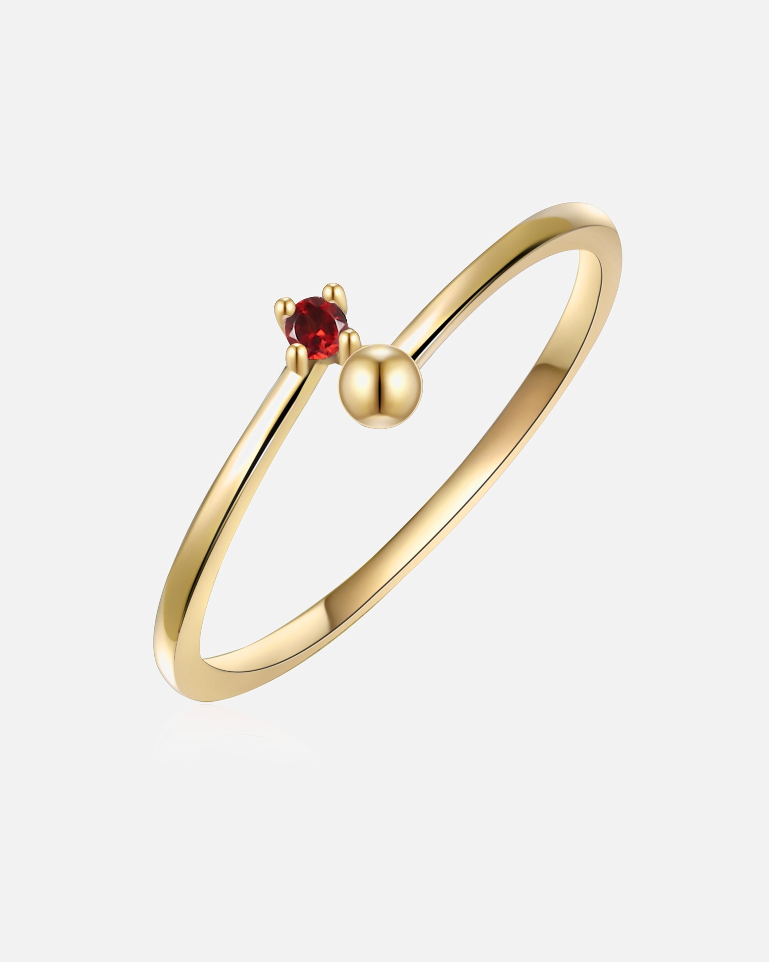 Bague pour Femme Glanzstücke München Bague en argent Argent sterling Grenat en Or jaune 58