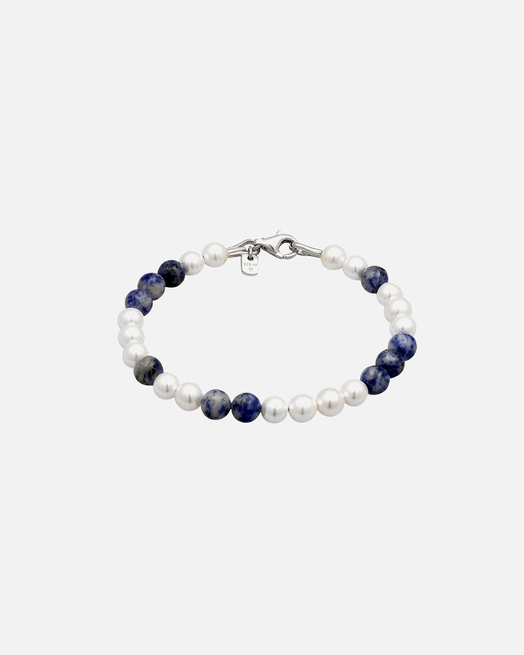 Bracelet pour Homme KUZZOI Bracelet beads Ball Agate Bleu 925 Sterling Silver Gold-plated 19