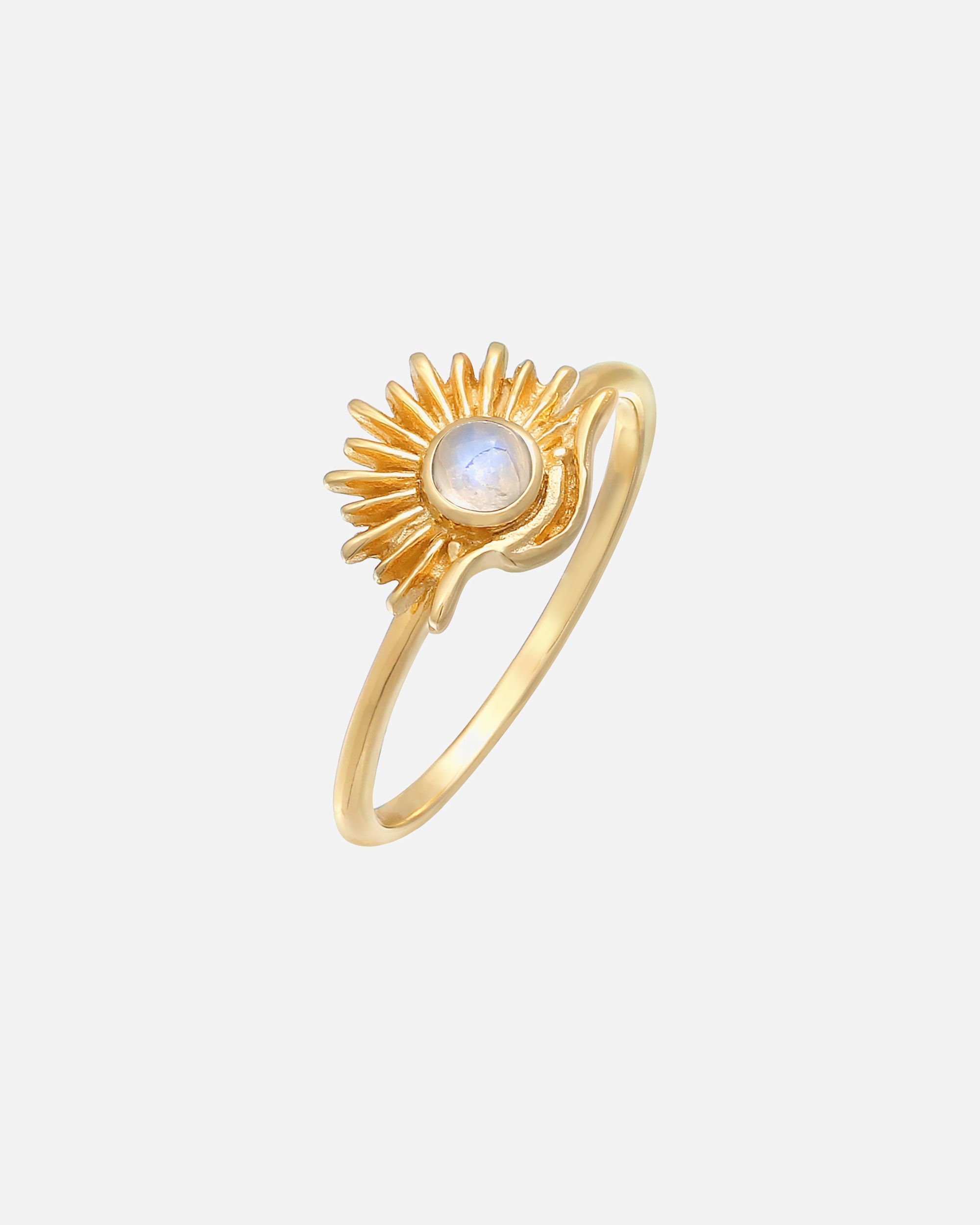 Bague pour Femme Elli Blogueur Femme Sun Boho Look Trend avec pierre de lune en argent sterling 925 plaqué or 56