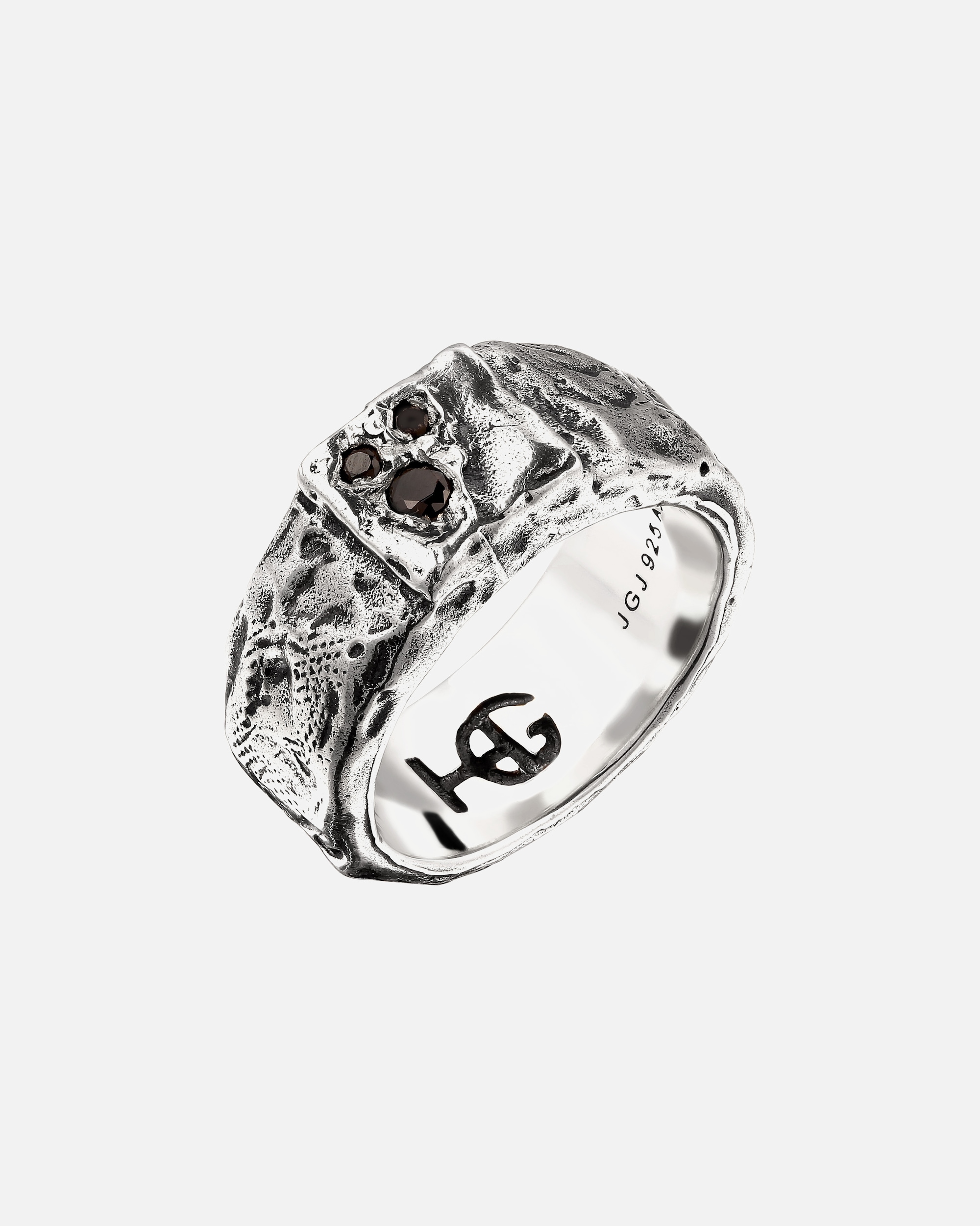 Bague pour Homme Haze & Glory Default Brand Line Bague homme Zirconia Noir 925 Sterling Silver 62