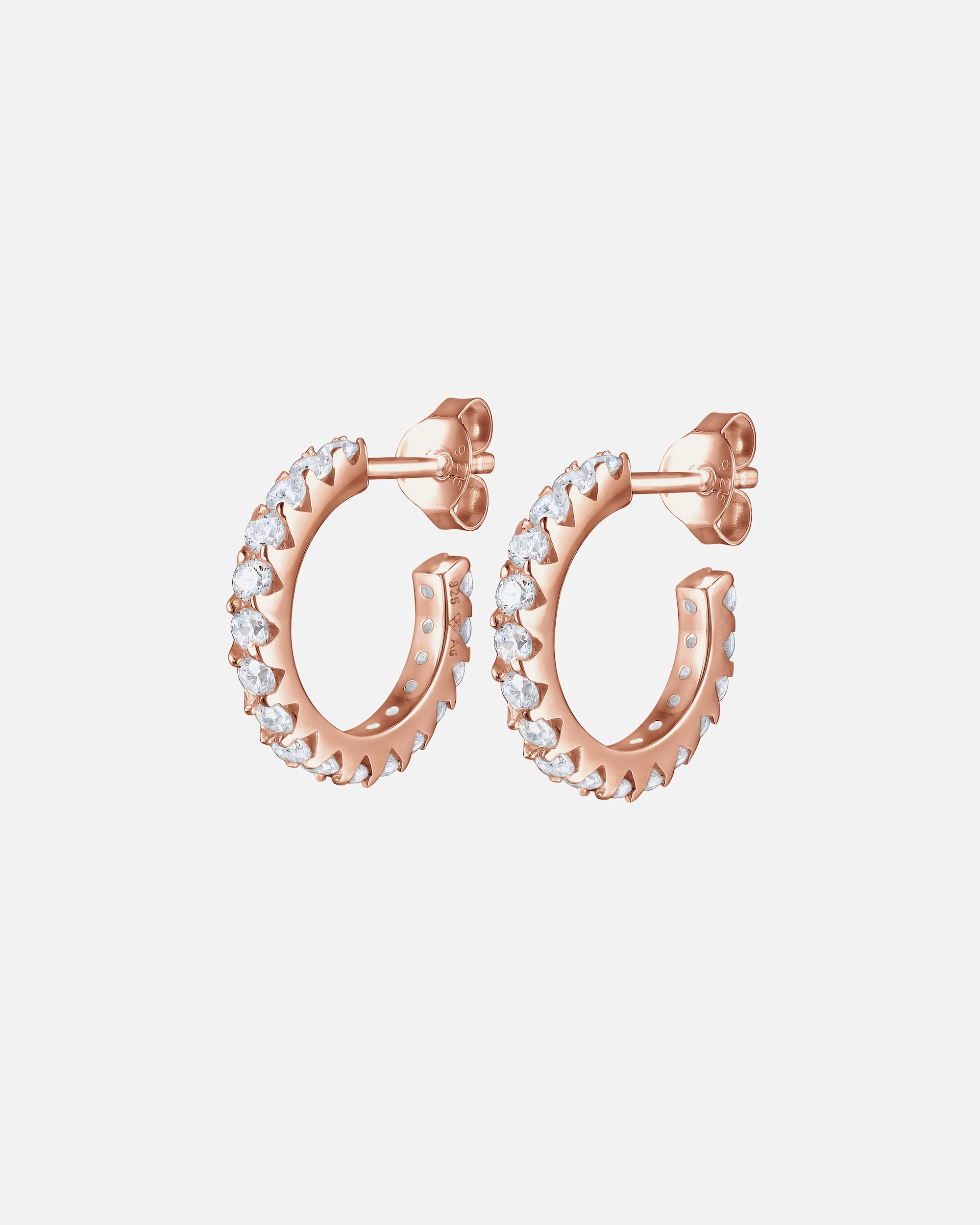 Boucles d'oreilles pour Femme Créoles Géo Cristaux de Zirconium Étincelant Argent 925 rosefarben