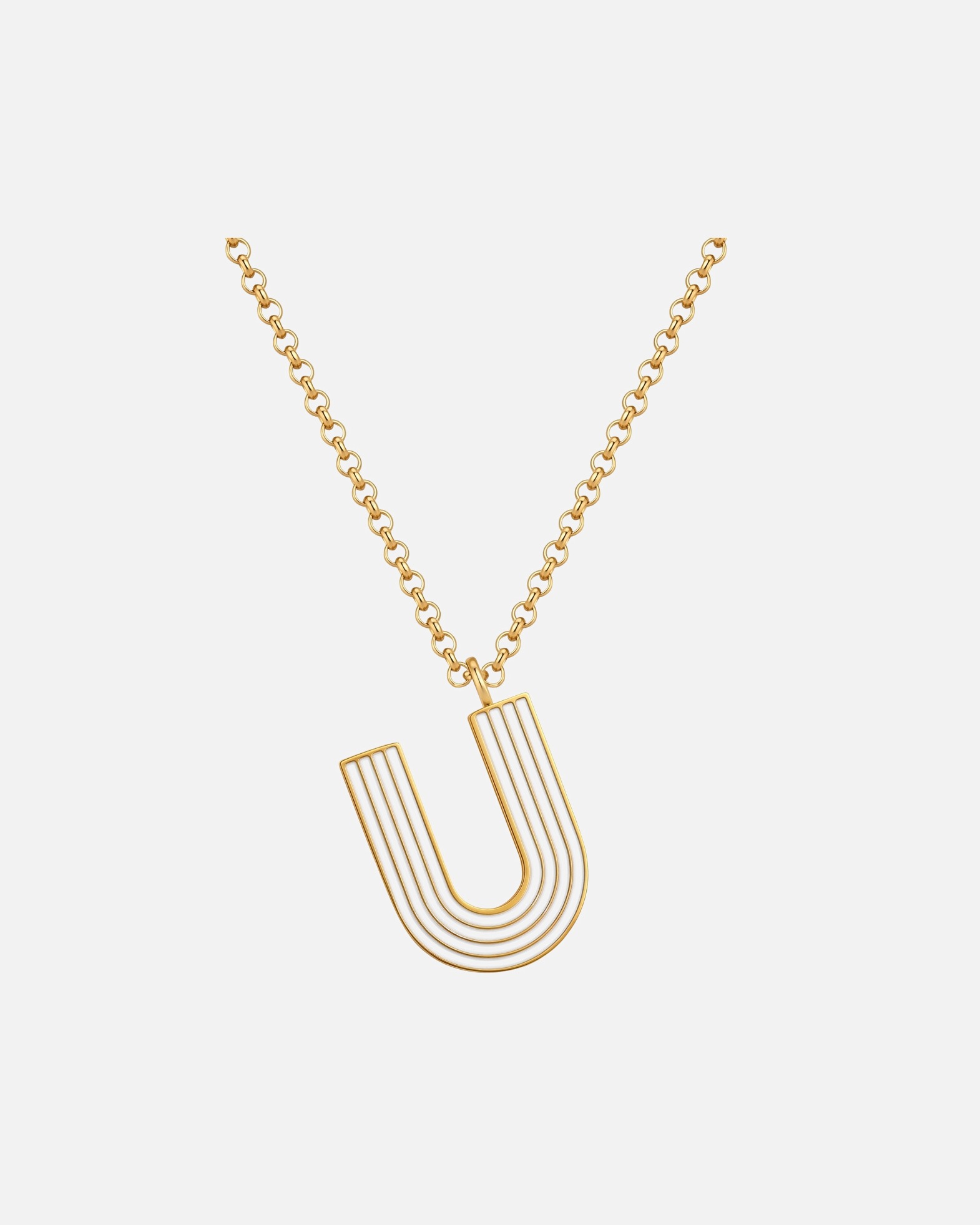 Collier pour Femme Glanzstücke München Collier Lettre U en Acier Inoxydable en Doré 40,0 cm Basiskette + 5,0 cm Verlängerung