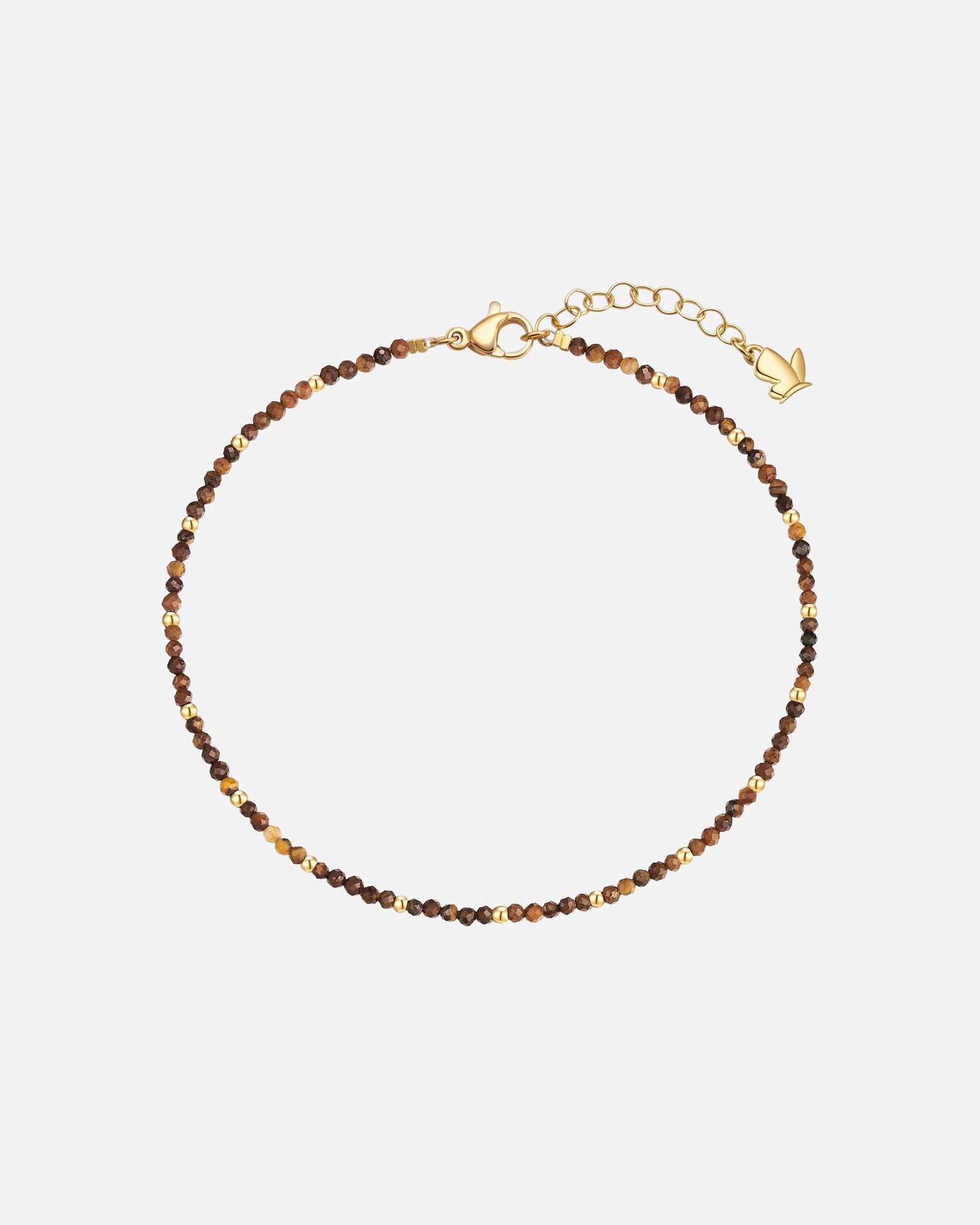Bijoux pour Femme Glanzstücke München Chevillière en pierres précieuses en acier inoxydable en doré avec œil de tigre 22,0 cm Basislänge + 3,0 cm Verlängerung