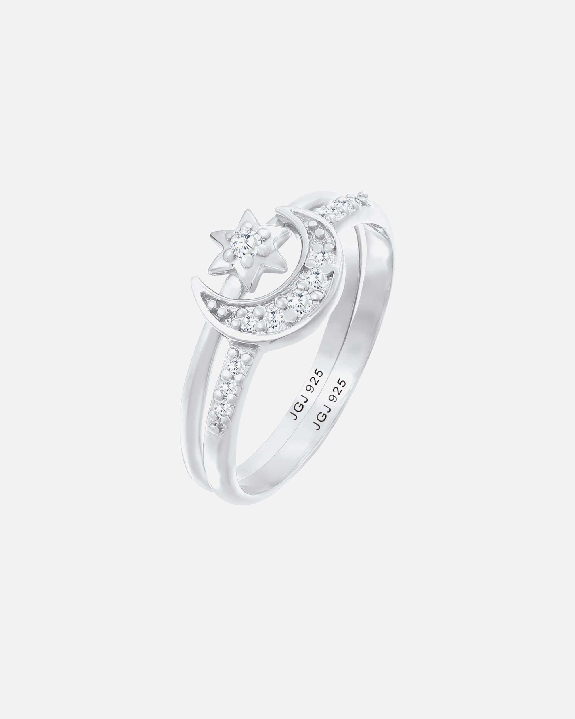 Bague pour Femme Elli Étoile lune Zirconium Anneau Empilé Set de 2 Argent 925 56