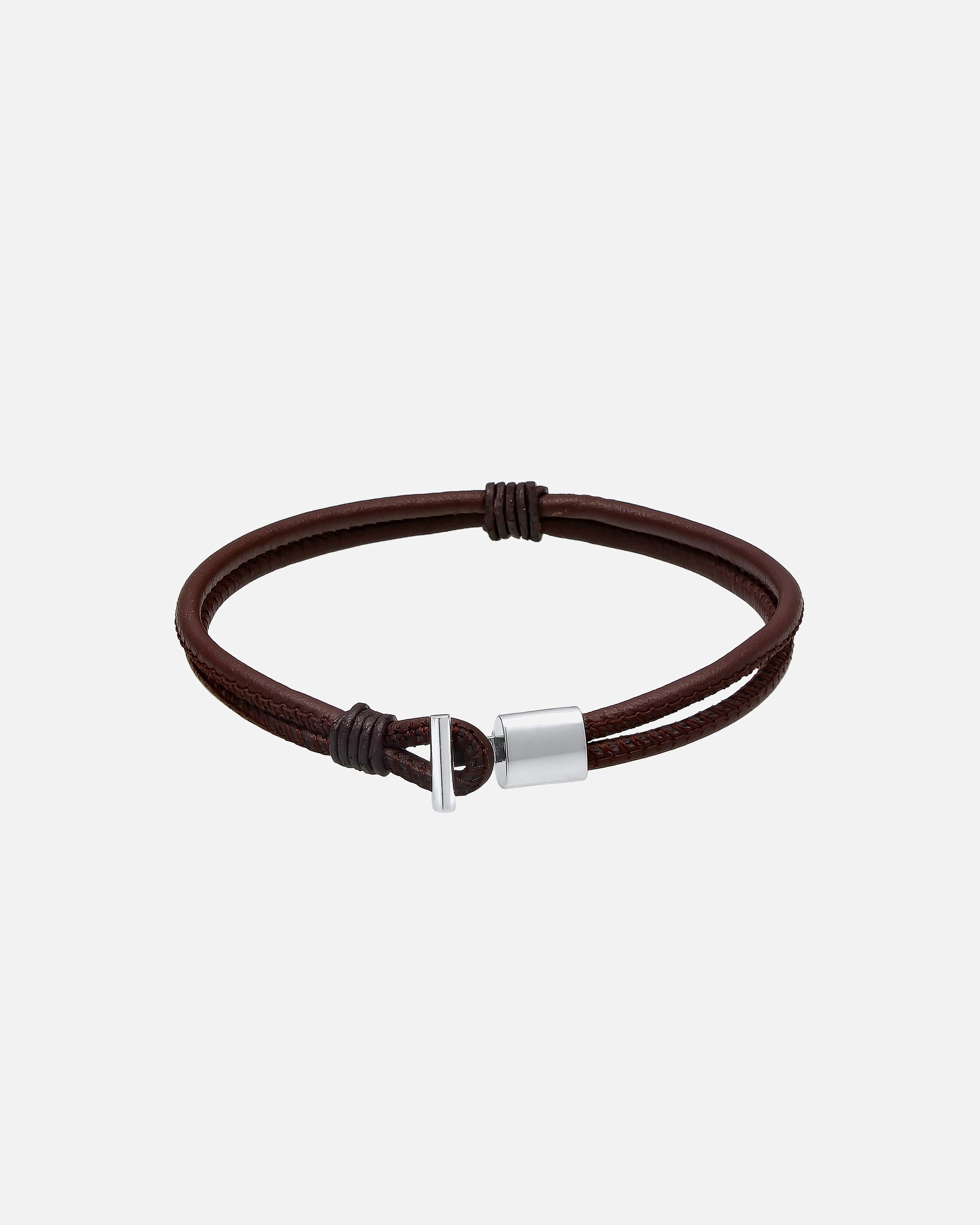 Bracelet pour Homme Hommes cuir véritable noeud crochet noir Argent 925 22