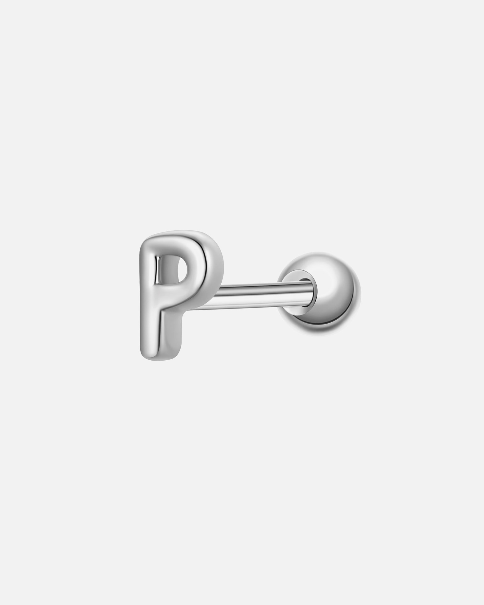 Boucles d'oreilles pour Femme Glanzstücke München Piercing Lettre P en argent sterling en argent 4,2 mm