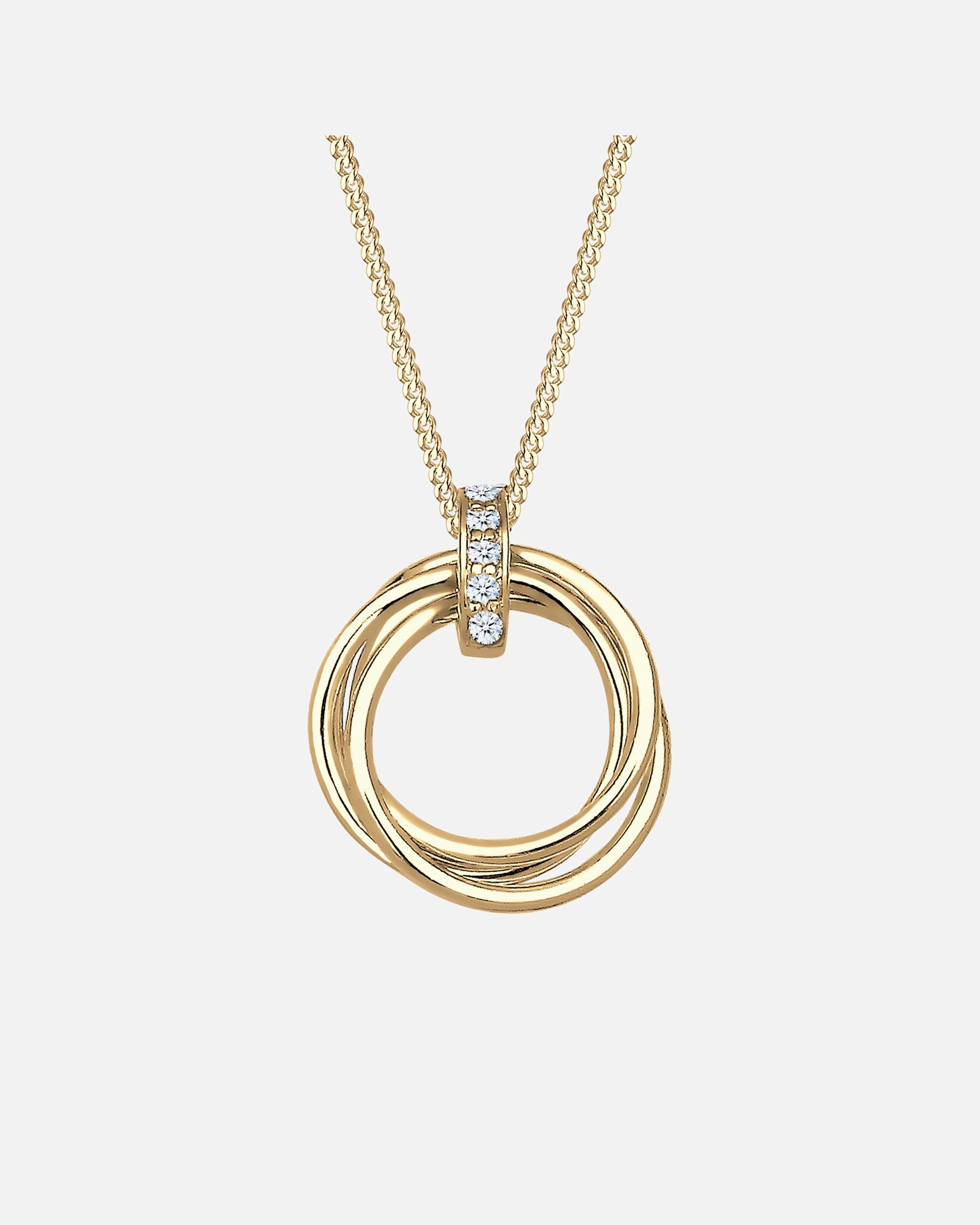 Collier pour Femme Elli DIAMONDS Femmes cercle pendentif trio avec diamant (0.025 ct.) en argent sterling 925 goldfarben