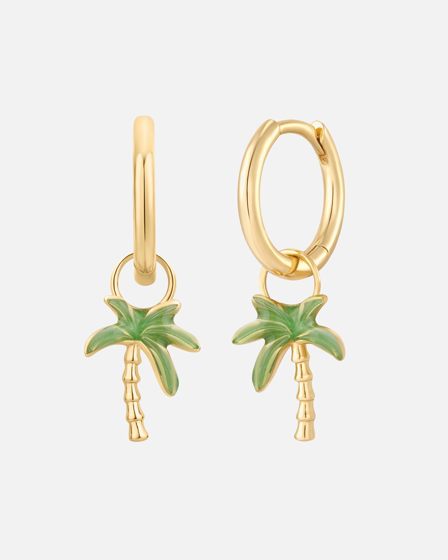 Créoles pour Femme Glanzstücke München Boucles d´oreilles Palmier en Argent sterling en Or jaune 21,9 mm
