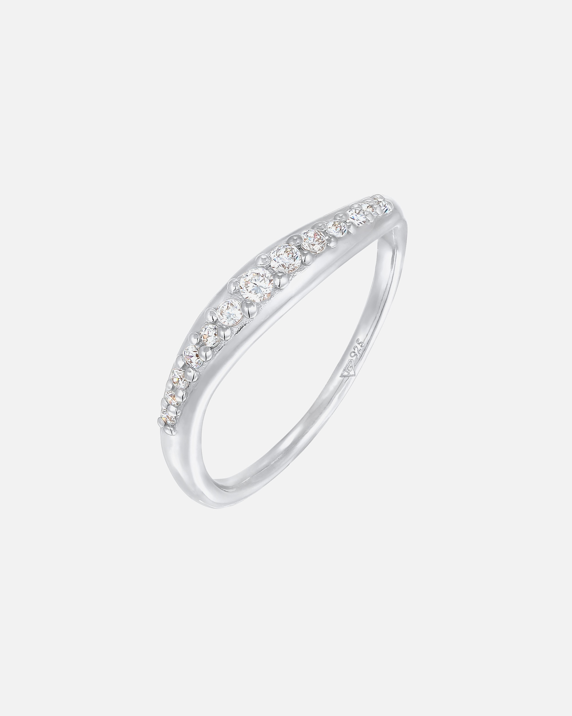 Bague pour Femme Elli Femmes Piles Courbes Élégant avec cristaux de zirconium en argent sterling 925 52