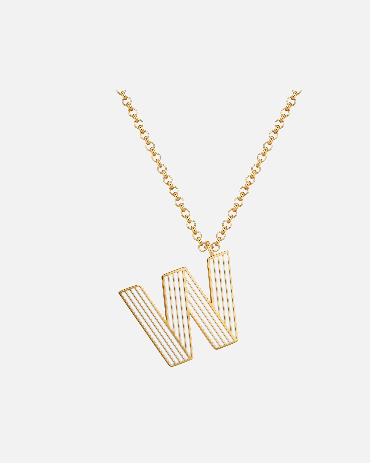 Collier pour Femme Glanzstücke München Collier Lettre W en Acier Inoxydable en Doré 40,0 cm Basiskette + 5,0 cm Verlängerung