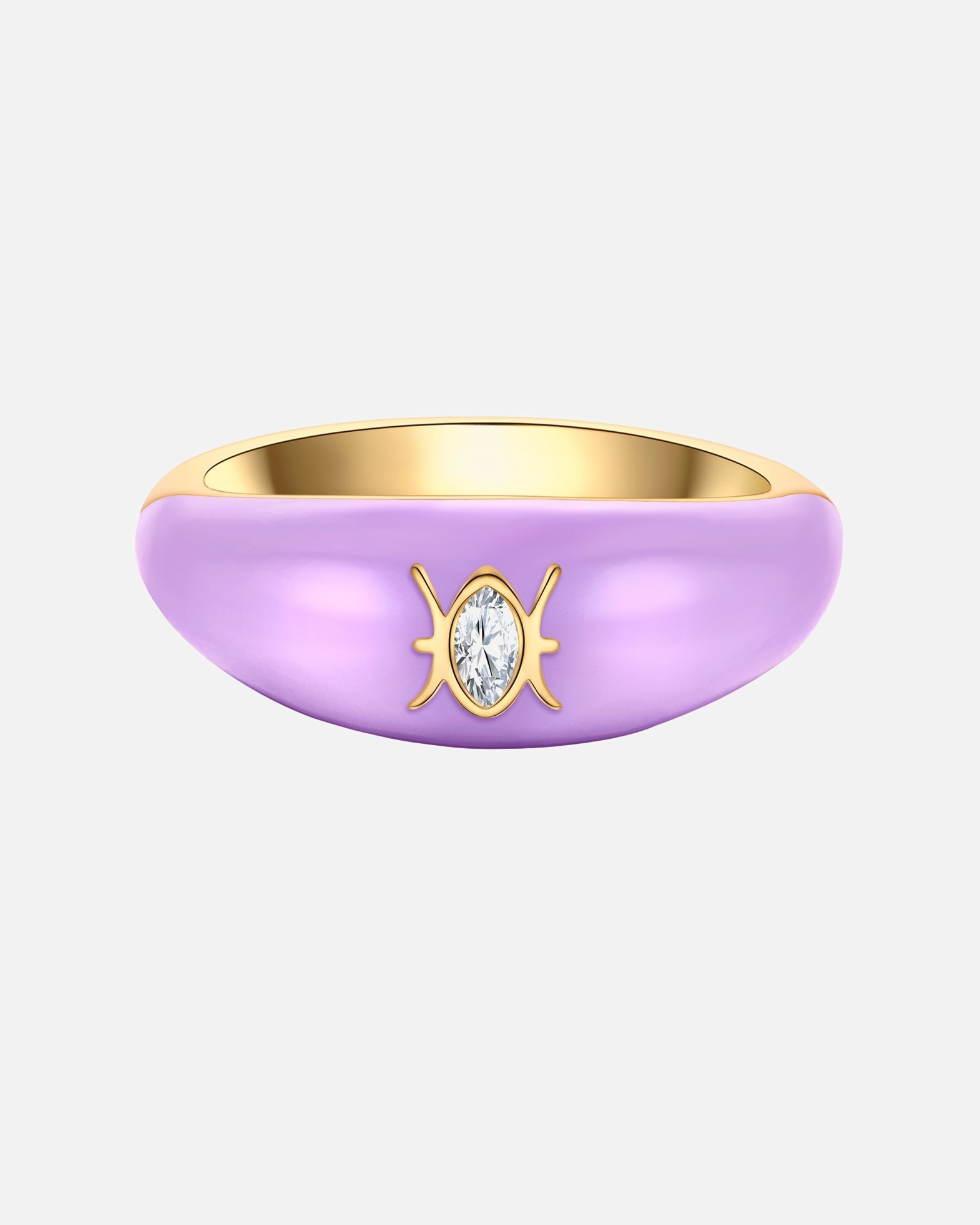 Bague pour Femme Glanzstücke München Bague Zodiaque Poissons en Argent sterling en Or jaune 48