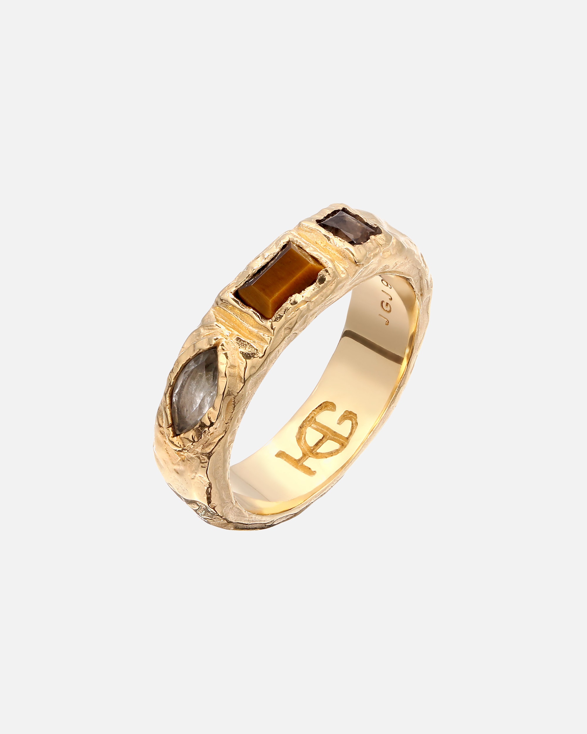 Bague pour Unisexe Haze & Glory Default Brand Line Bague Unisex Quartz Marron 925 Sterling Silver 62