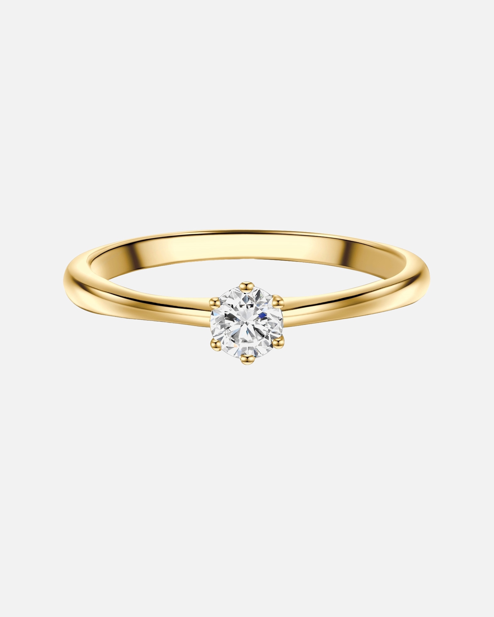 Bague pour Femme Trilani Bague Solitaire aus Sterling Silber in Gelbgold mit Zirkonia 50