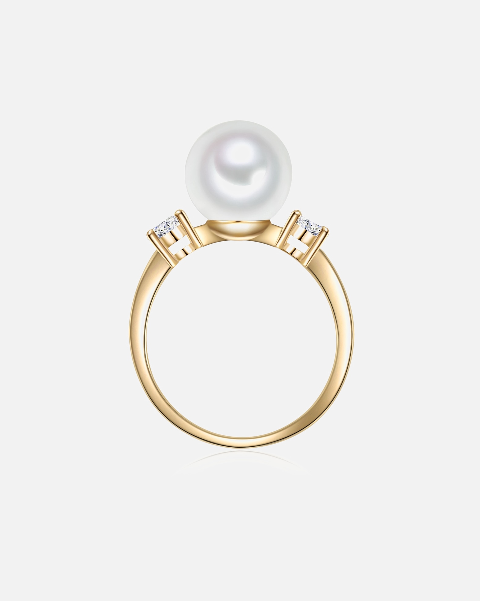 Bague pour Femme Lulu & Jane Bague avec perle Laiton Oxyde de zirconium (CZ) Perles organiques en Or jaune 58