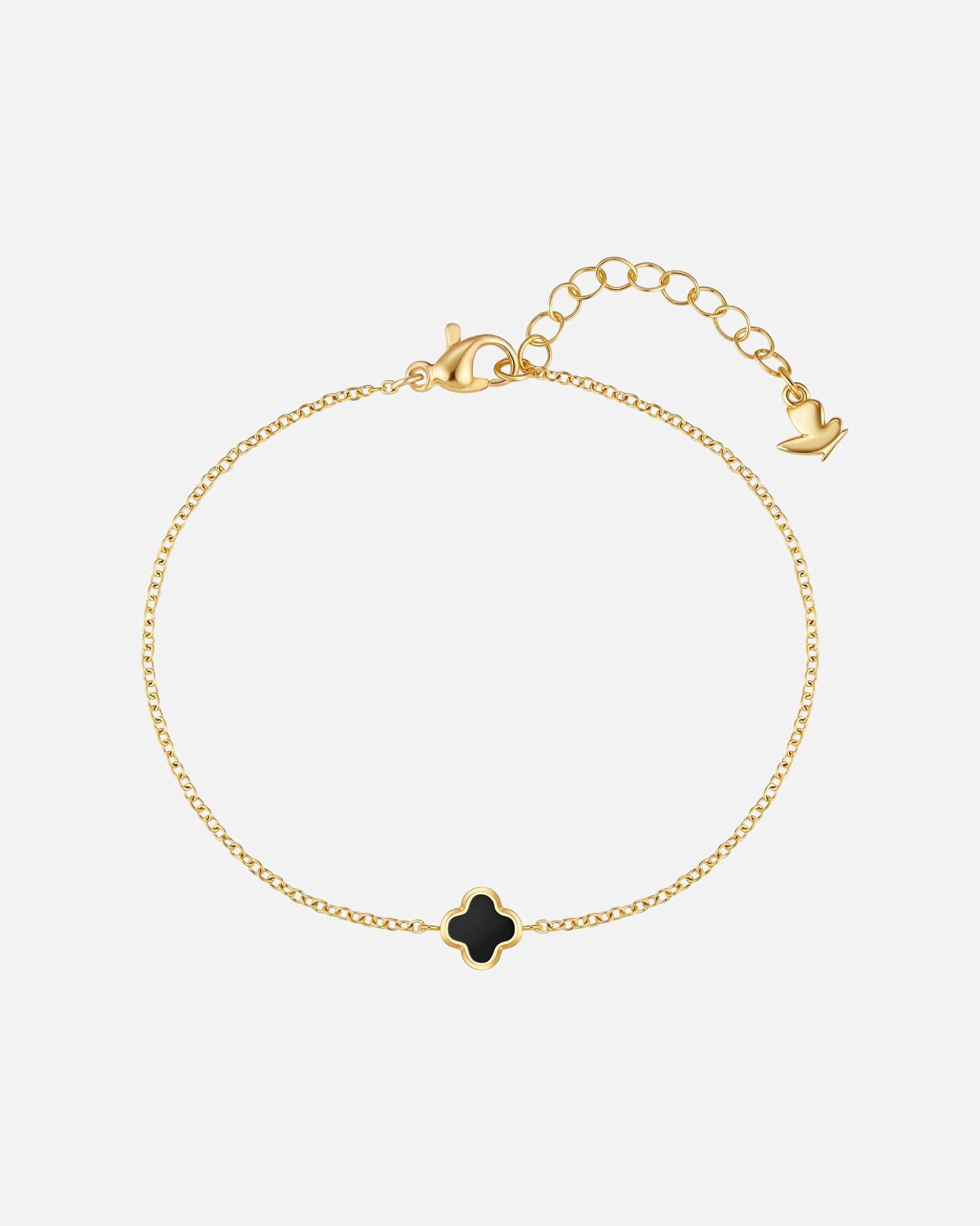Bracelet pour Femme Glanzstücke München Bracelet trèfle en acier inoxydable en or jaune avec agate Longueur de base 17,0 + rallonge 3,0 cm