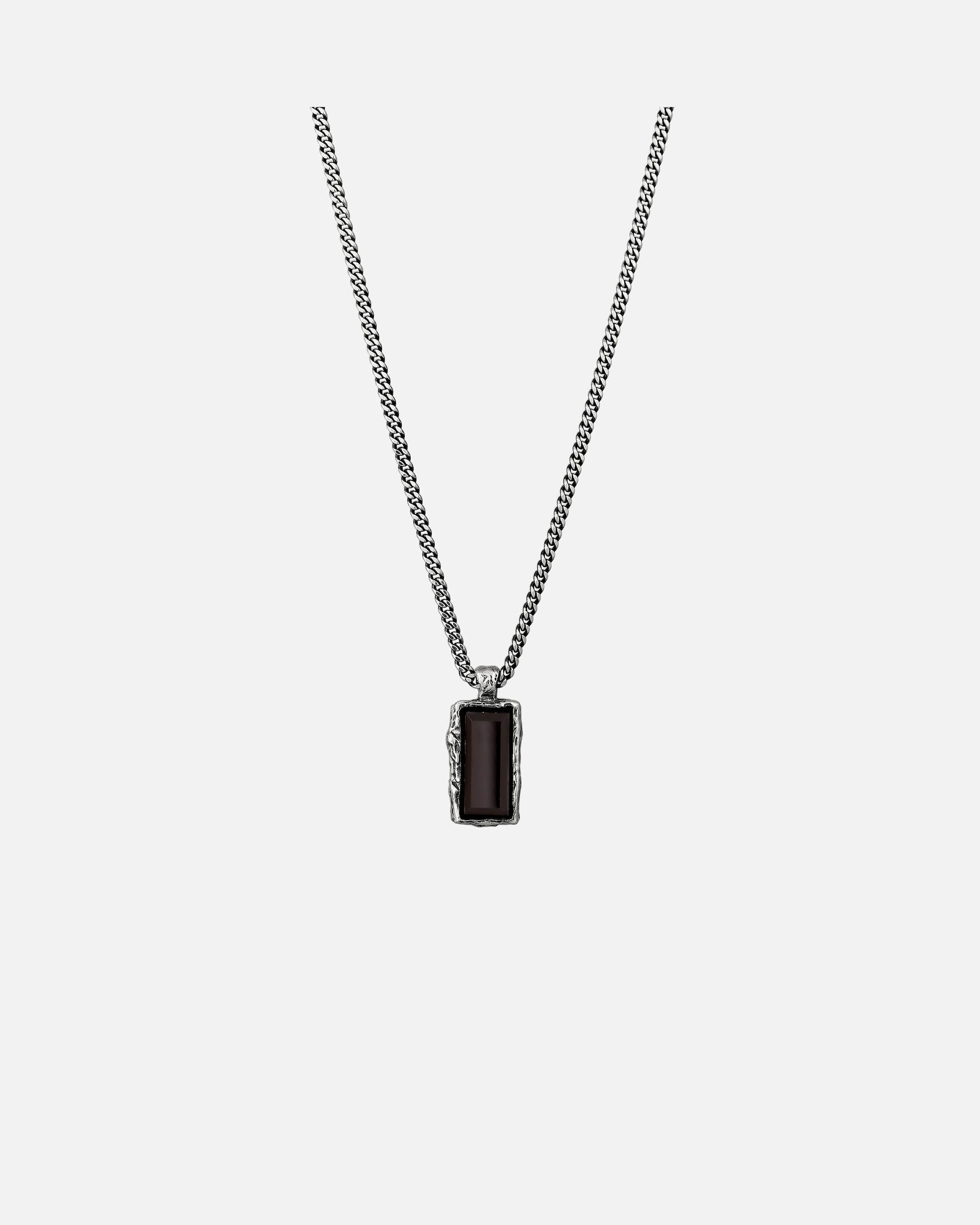 Collier pour Homme Collier avec pendentif rectangle Onyx noir 925 Sterling Silver 50