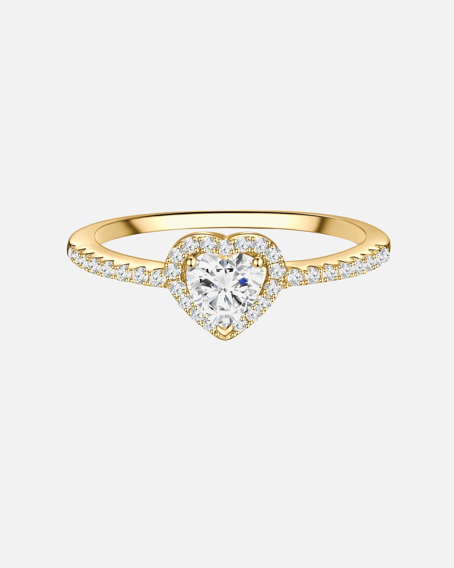 Bague pour Femme Trilani Bague Cœur aus Sterling Silber in Gelbgold mit Zirkonia 60