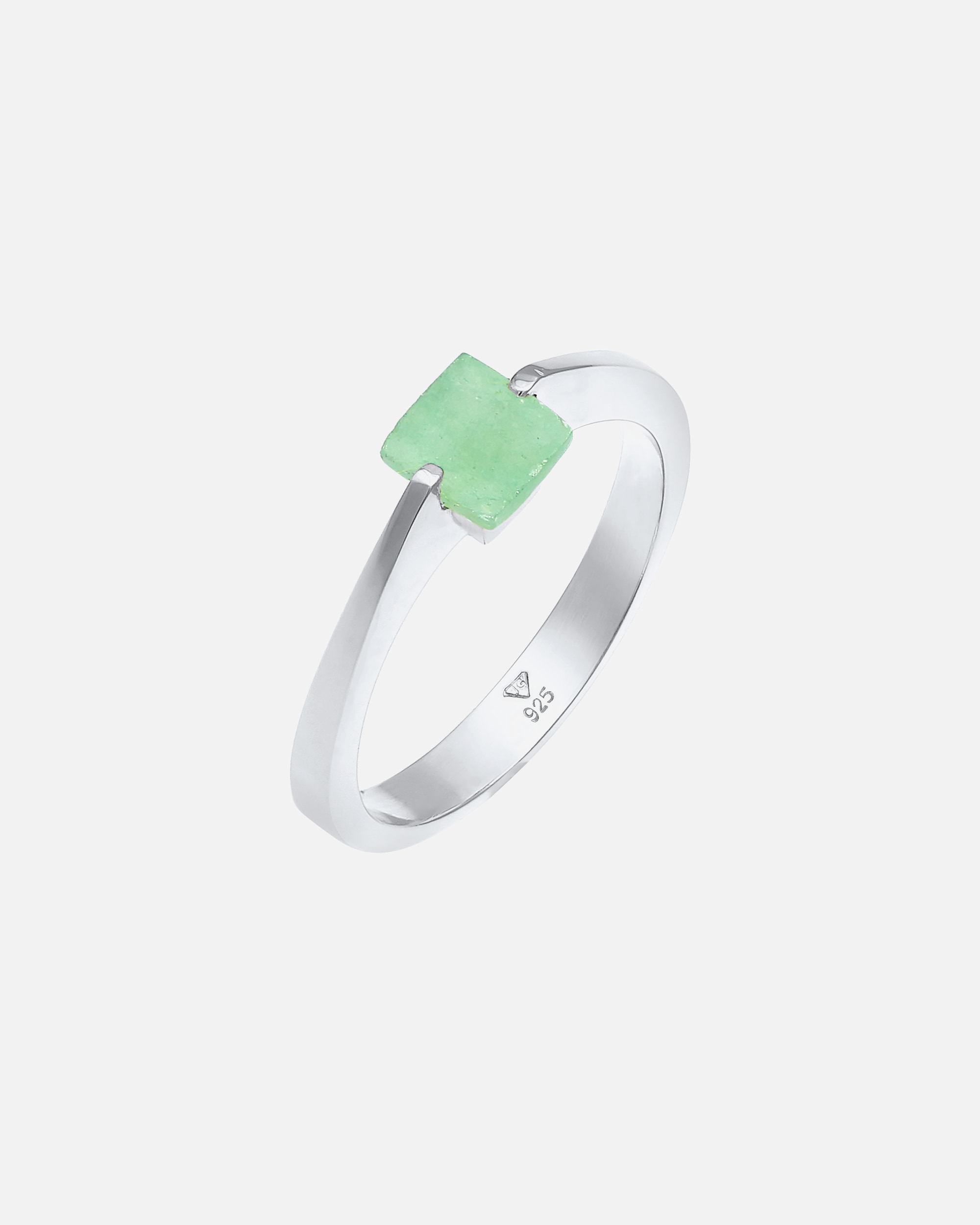 Bague pour Femme Elli PREMIUM Jade vert quadrilatère classique 925 Argent Plaqué Or 66