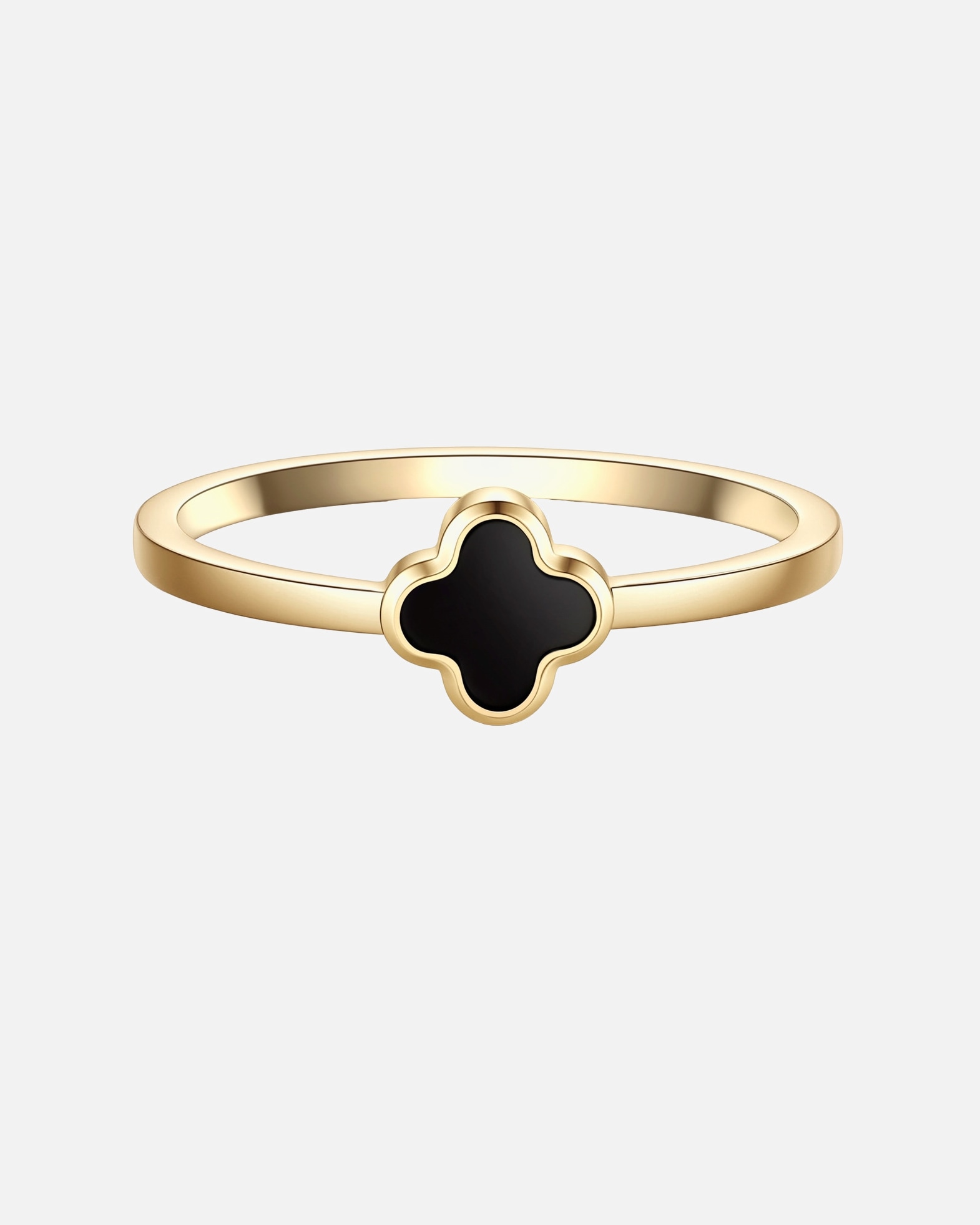 Bague pour Femme Glanzstücke München Bague trèfle en acier inoxydable en or jaune avec agate 54