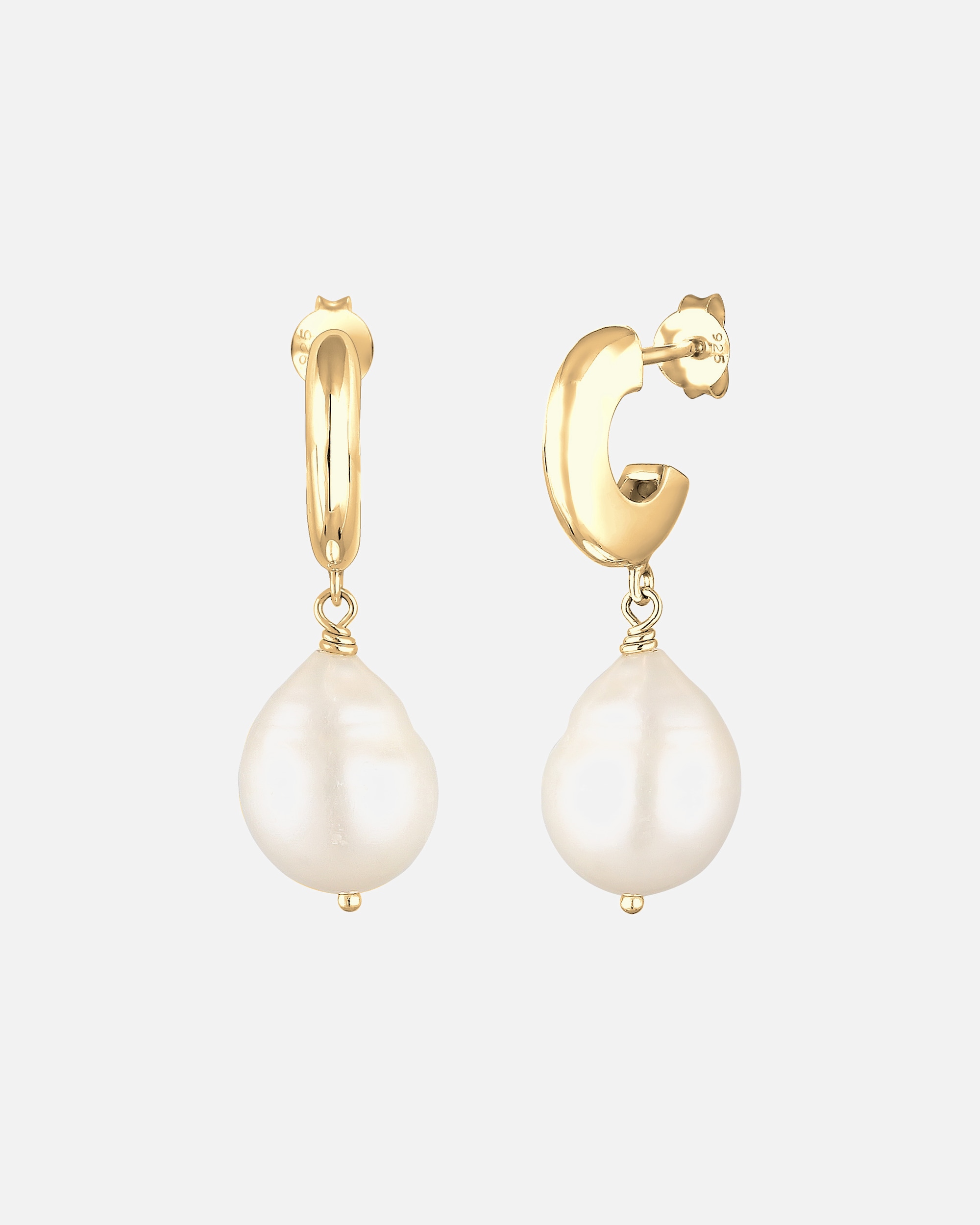 Boucles d'oreilles pour Femme Elli Créoles Baroque perles de culture d'eau douce 925 Argent goldfarben