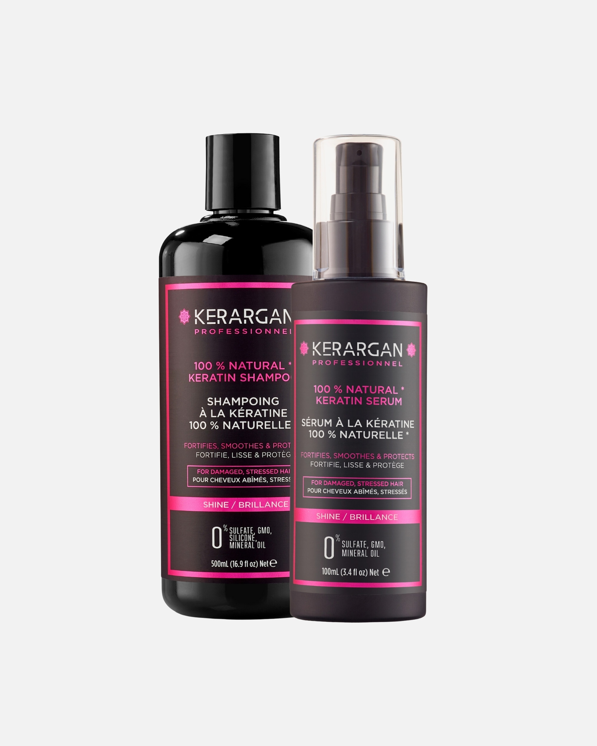 Kit coiffant pour Unisexe Kerargan Kerargan - Duo Shampoing et Sérum à la Kératine - 500ml + 100ml Kerargan - Duo Shampoing et Sérum à la Kératine - 500ml + 100ml