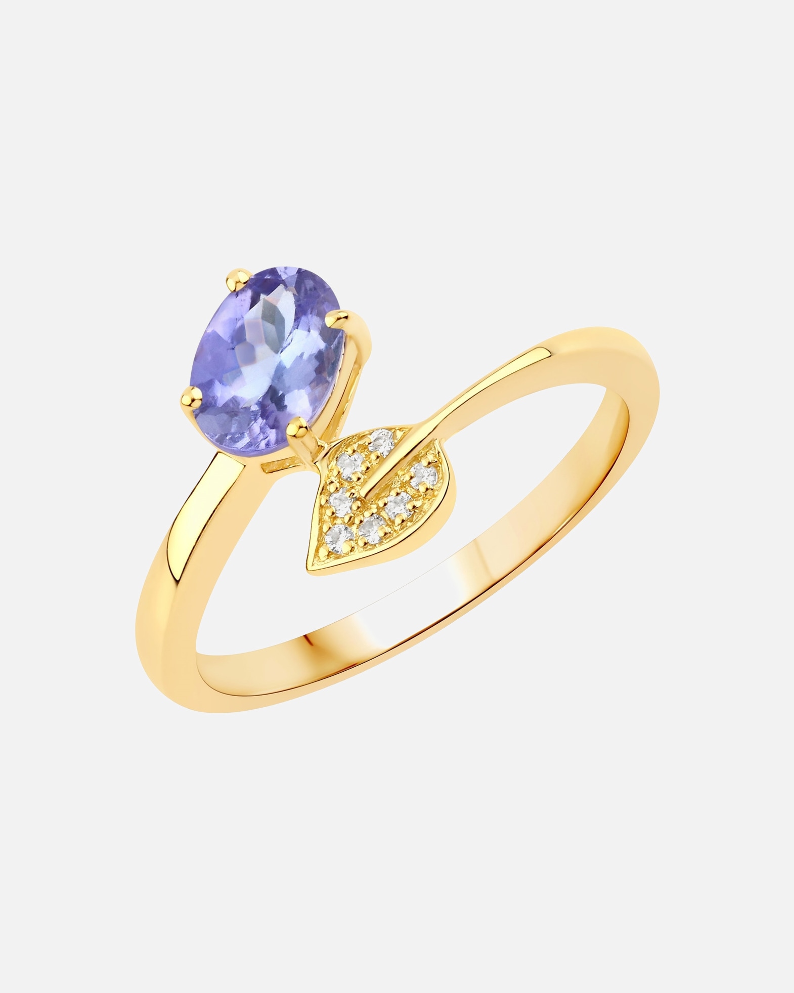 Bague pour Femme Rafaela Donata Bague Argent sterling Tanzanite en Or jaune 50