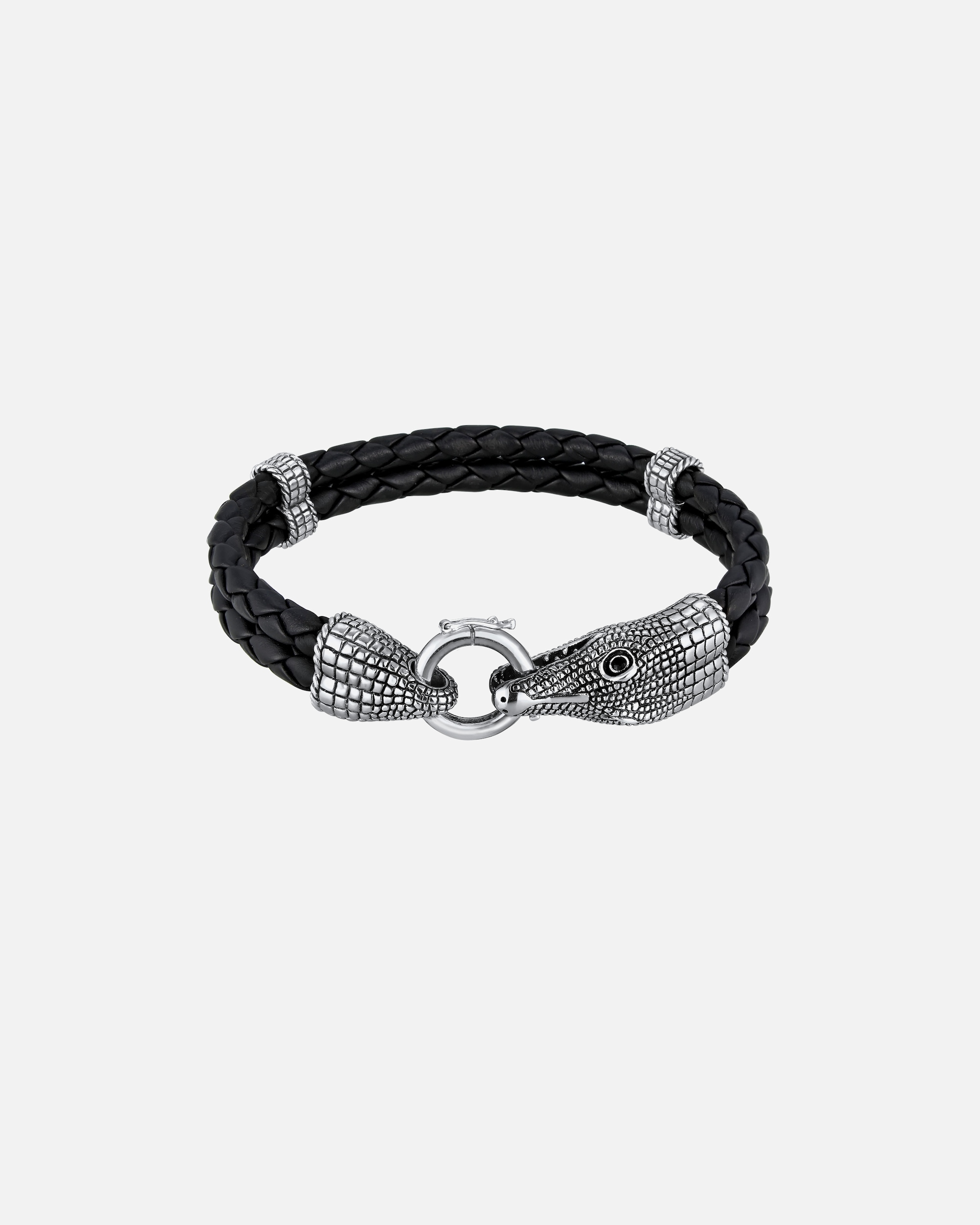 Bracelet pour Homme KUZZOI Hommes bracelet en cuir crocodile en argent sterling 925 19
