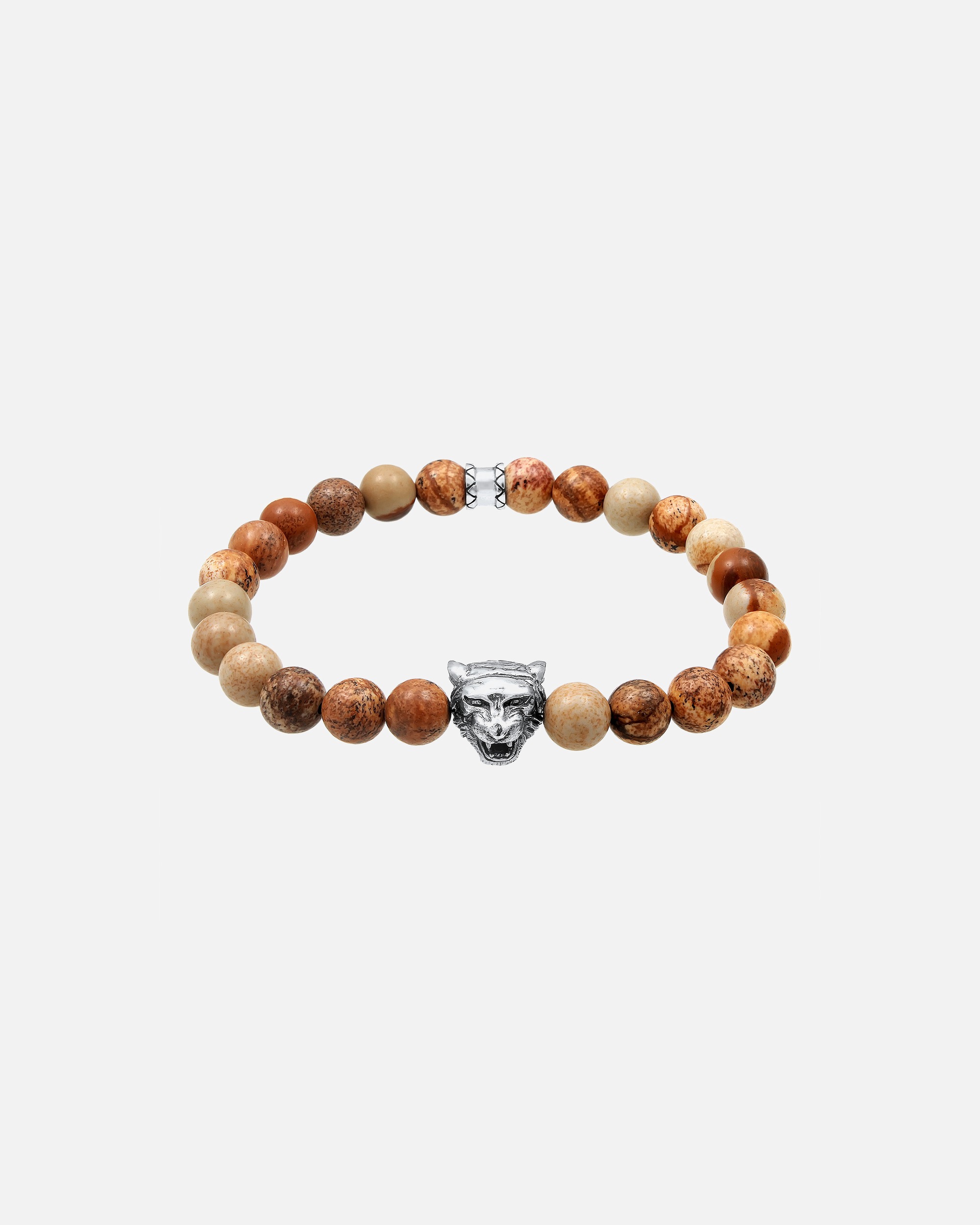 Bracelet pour Homme KUZZOI Hommes tête de tigre agate Jasper look en argent sterling 925 23