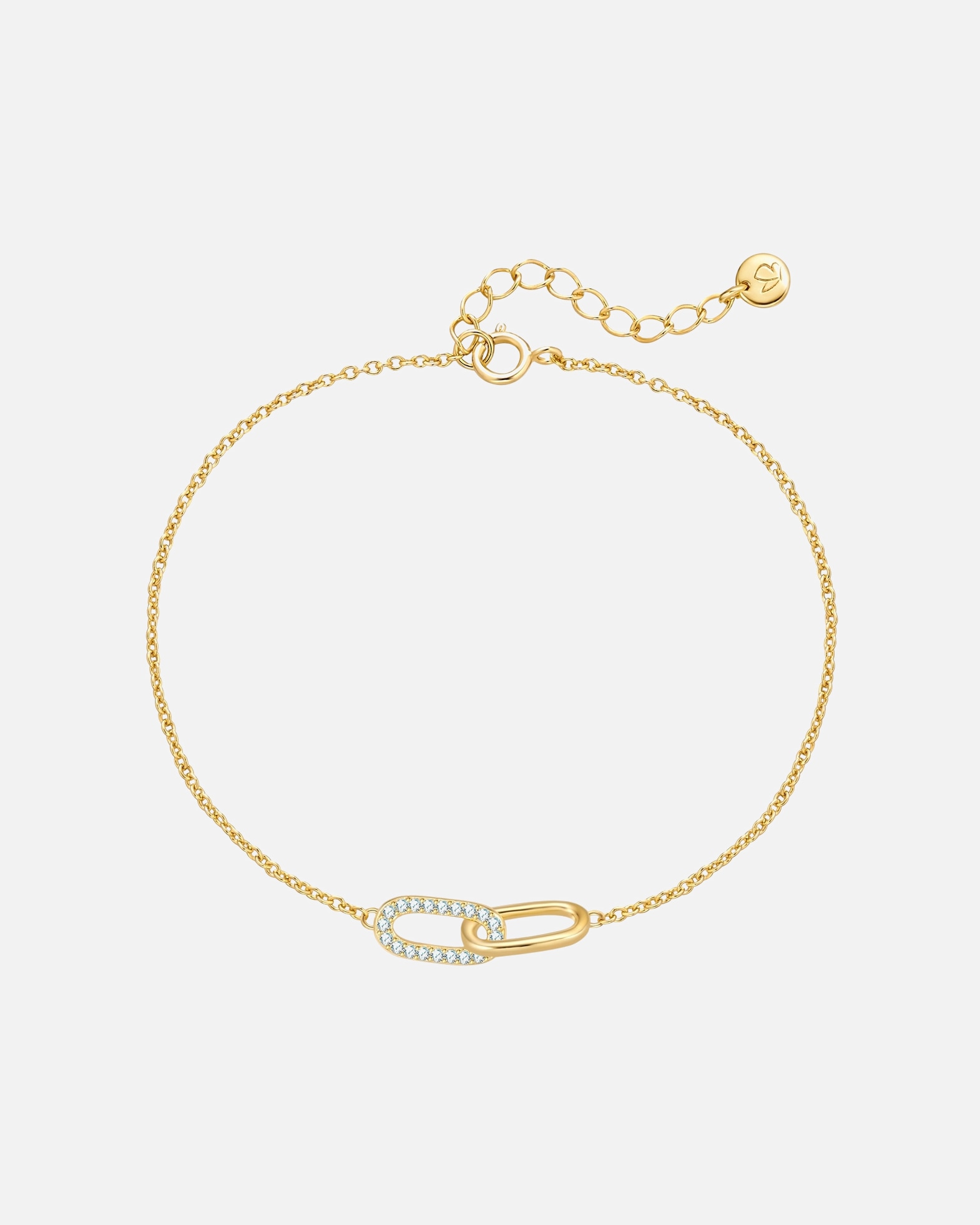 Bracelet pour Femme Glanzstücke München Bracelet en Argent Sterling en or jaune avec Zirconium Longueur de base 17,0 + rallonge 3,0 cm