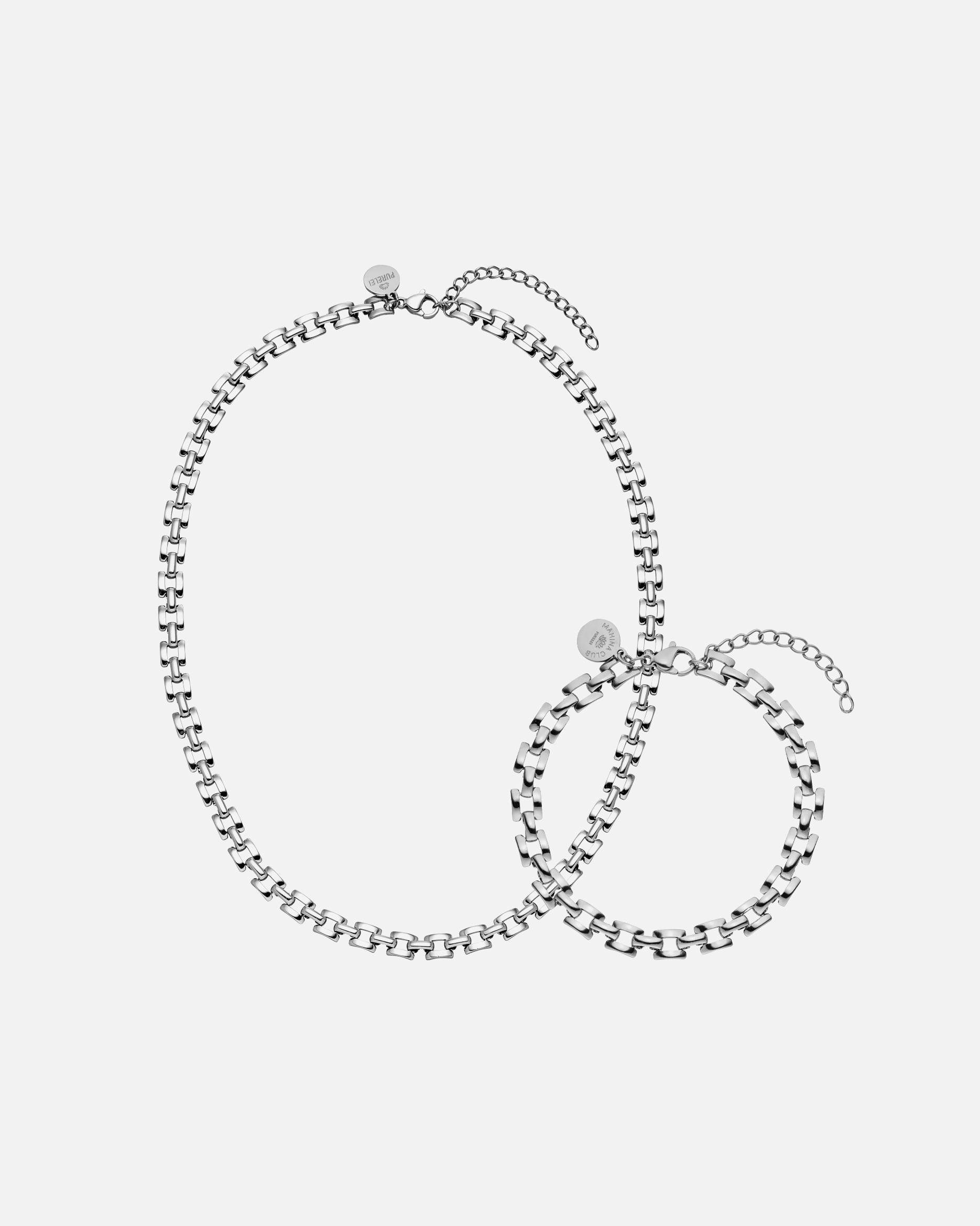 Parure de bijoux pour Unisexe Purelei Beginnings Ensemble de bijoux 100% acier inoxydable Argent