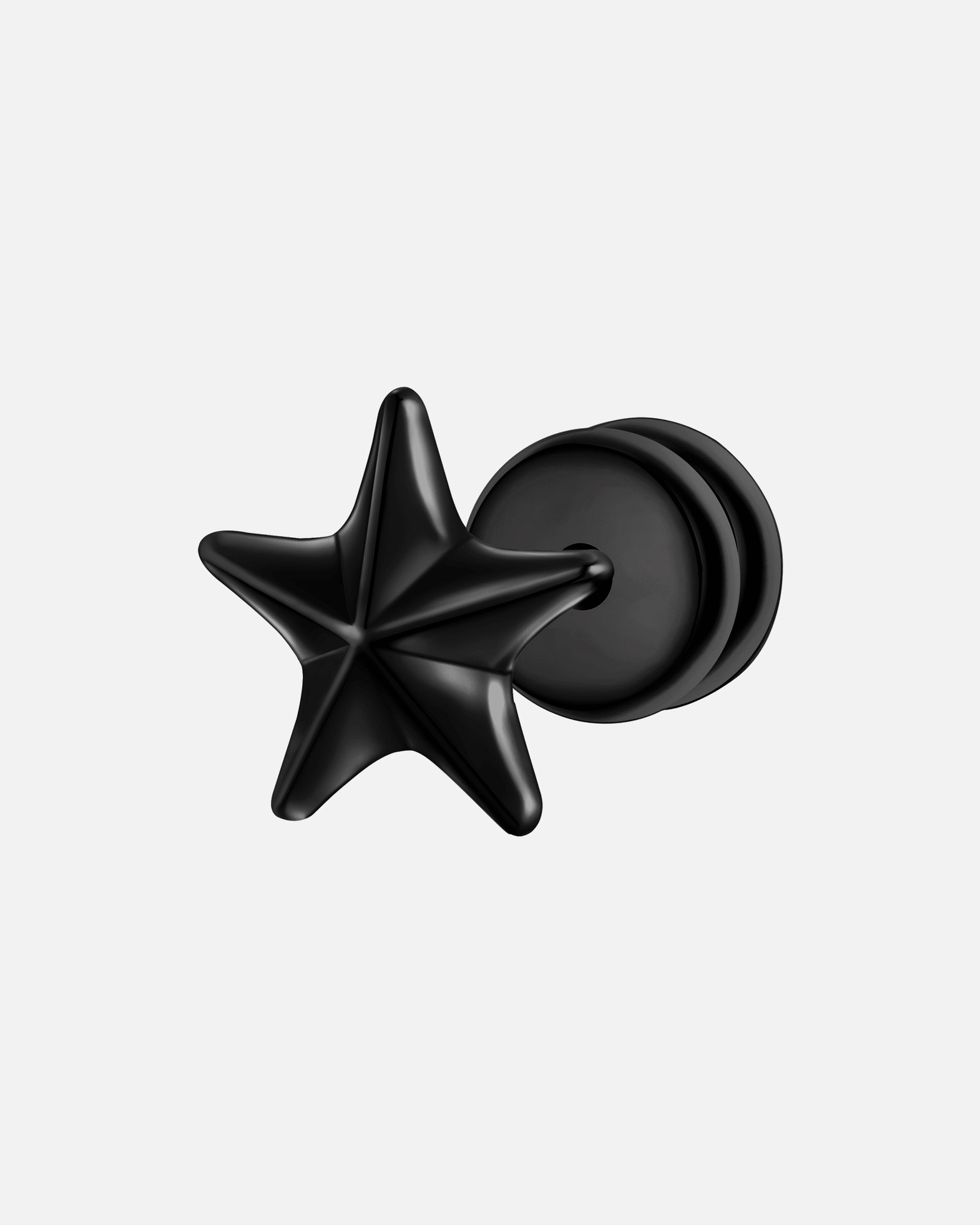 Boucles d'oreilles pour Homme True Rebels Boucles d´oreilles Étoilé en Acier inoxydable en Noir 7,5 mm